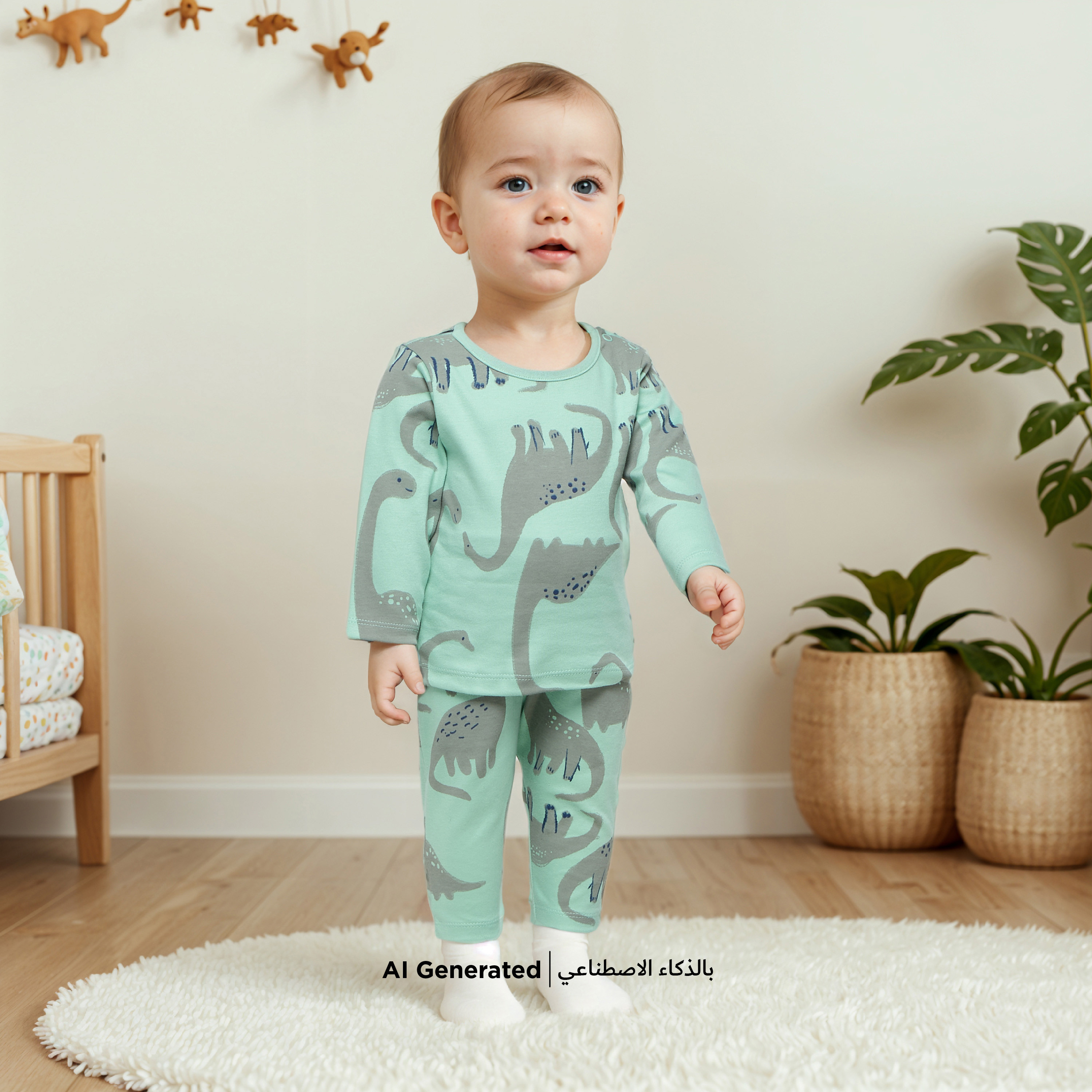 طقم بنطلون بيجاما بخصر مطاطي وتيشيرت بأكمام طويلة وطبعات ديناصور من جونيورز-baby-boys-clothing-nightwear-pyjamasets-image-6