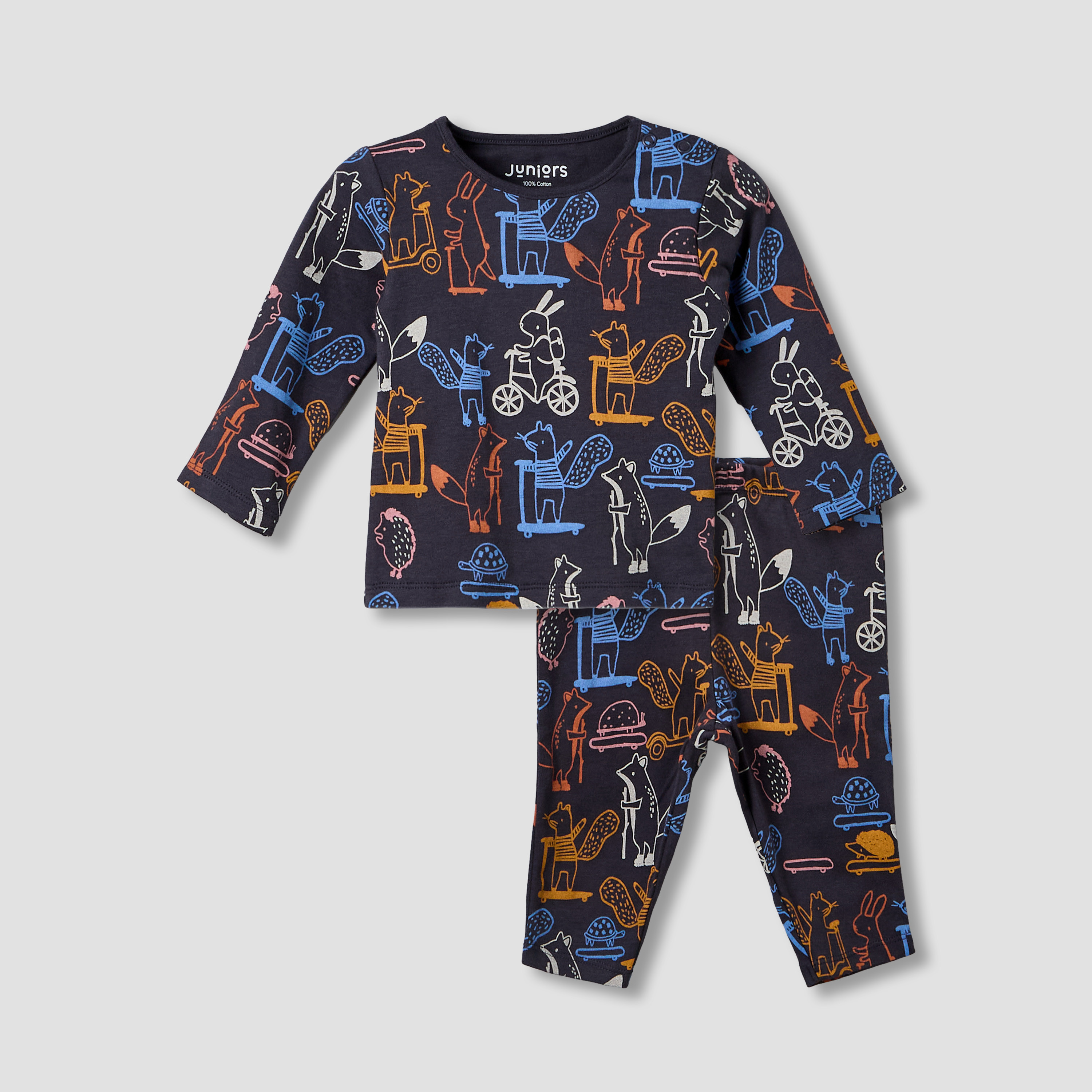 طقم بيجاما أولاد بطبعات دب - قطن - بأكمام طويلة وياقة ضيقة من جونيورز-baby-boys-clothing-nightwear-pyjamasets-image-2