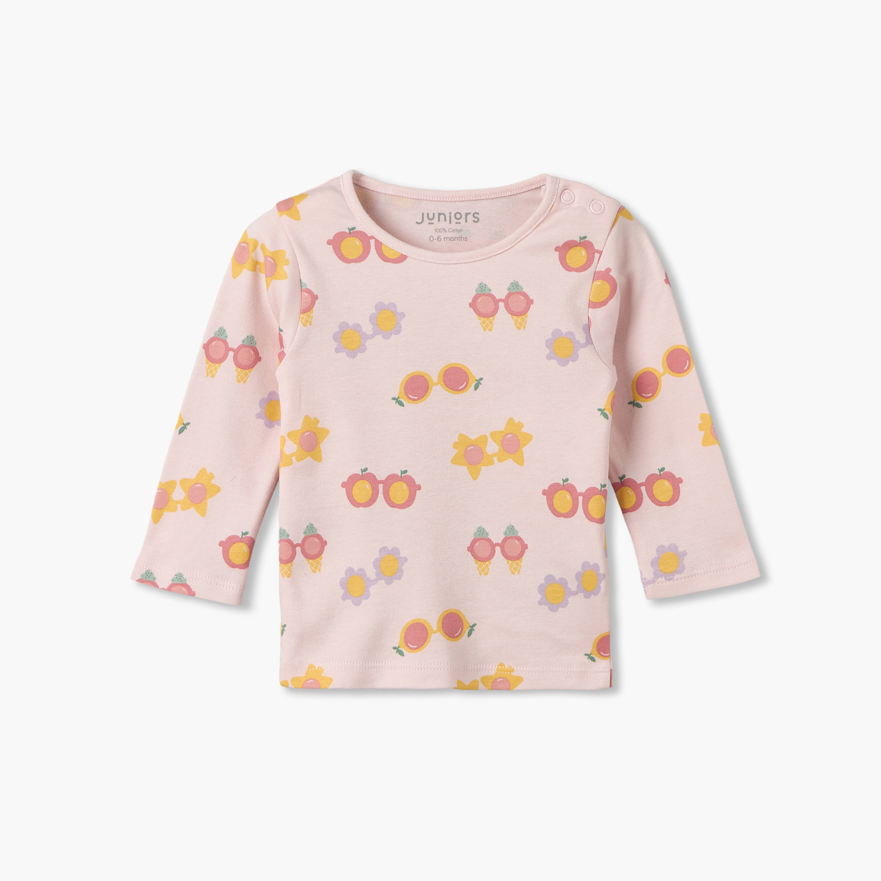 طقم بيجاما قطن بياقة ضيقة وأكمام طويلة وطبعات جرافيك من جونيورز-baby-girls-clothing-nightwear-pyjamasets-image-10