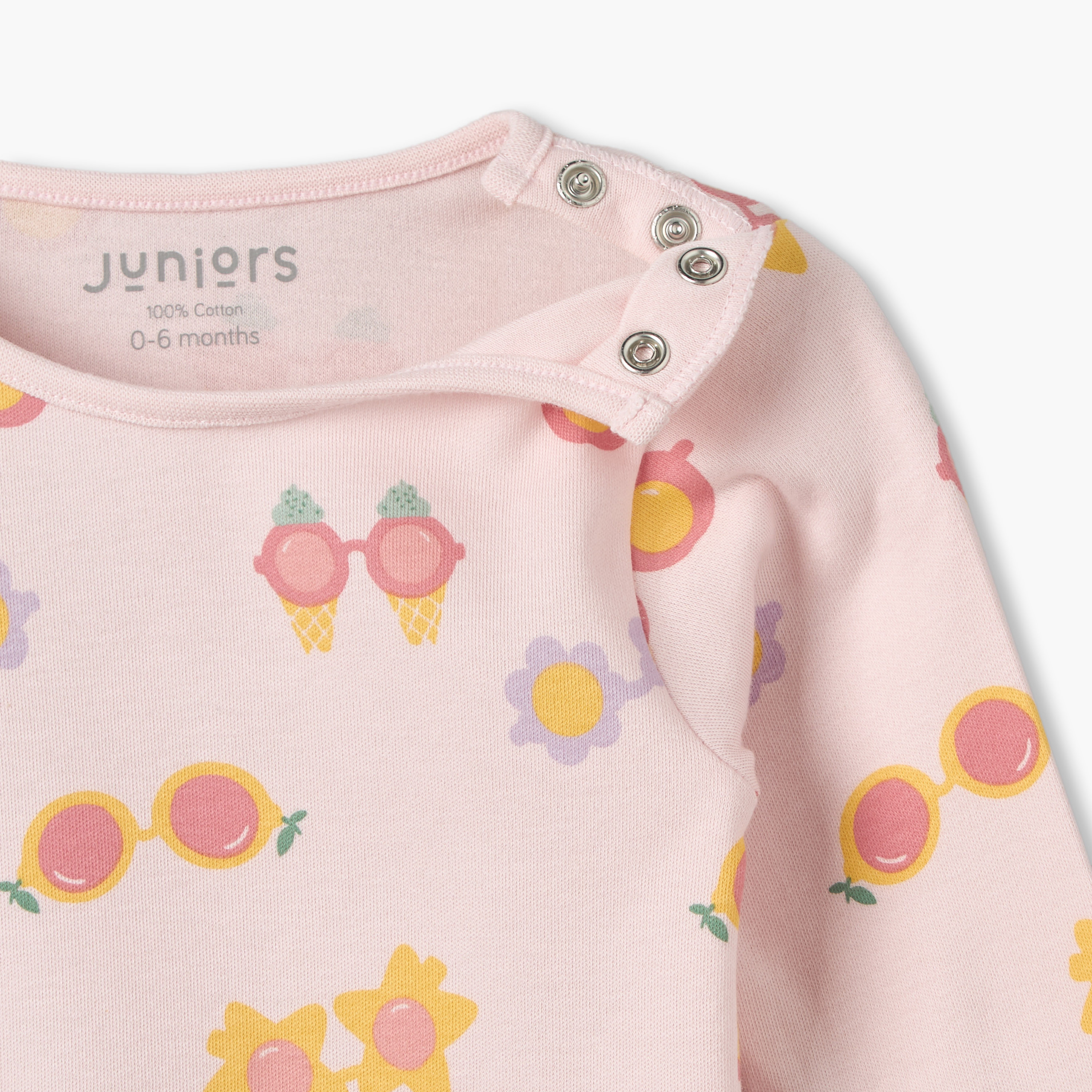 طقم بيجاما قطن بياقة ضيقة وأكمام طويلة وطبعات جرافيك من جونيورز-baby-girls-clothing-nightwear-pyjamasets-image-6