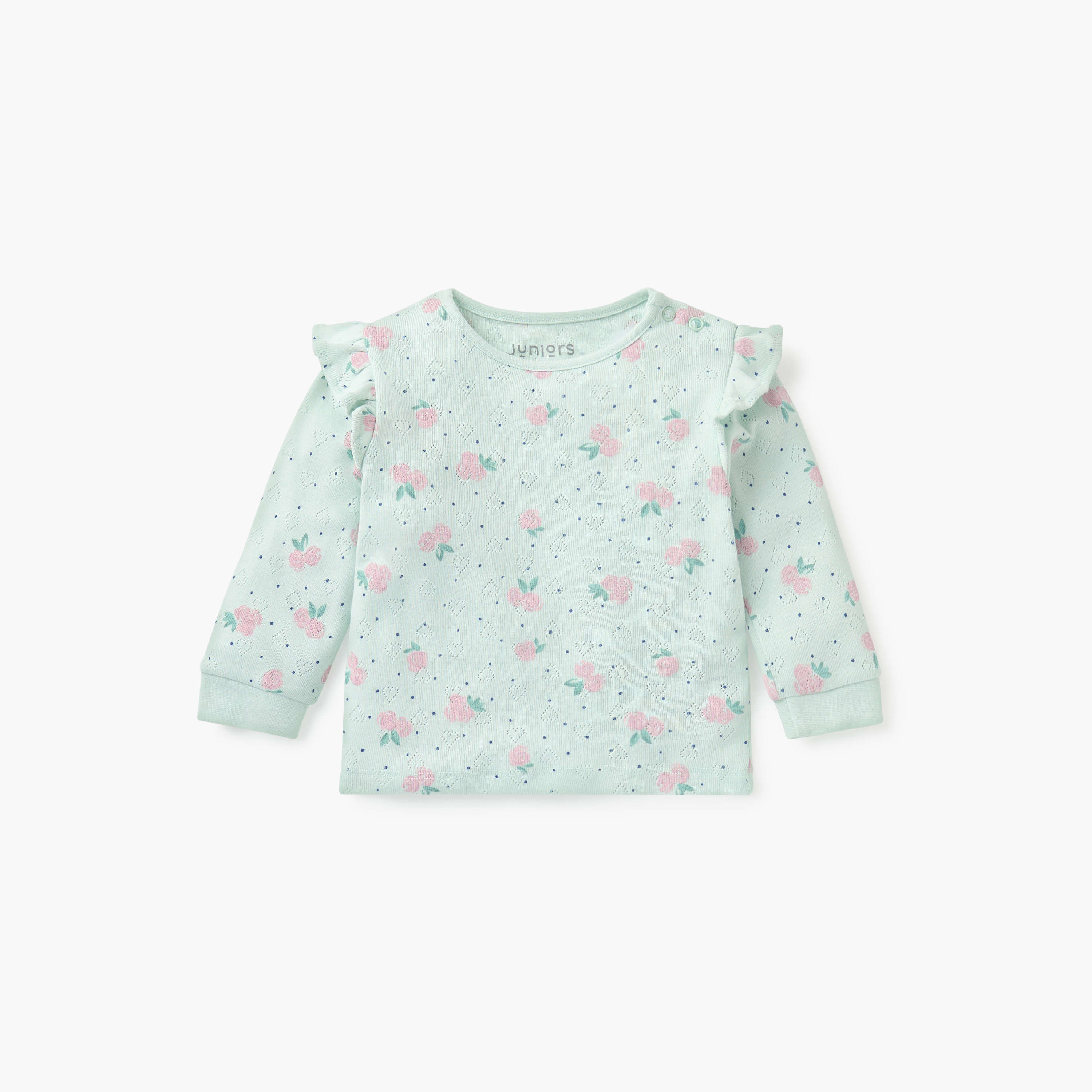 طقم بنطلون بيجاما وتيشيرت بوينتيل بطبعات زهرية من جونيورز-baby-girls-clothing-nightwear-pyjamasets-image-2