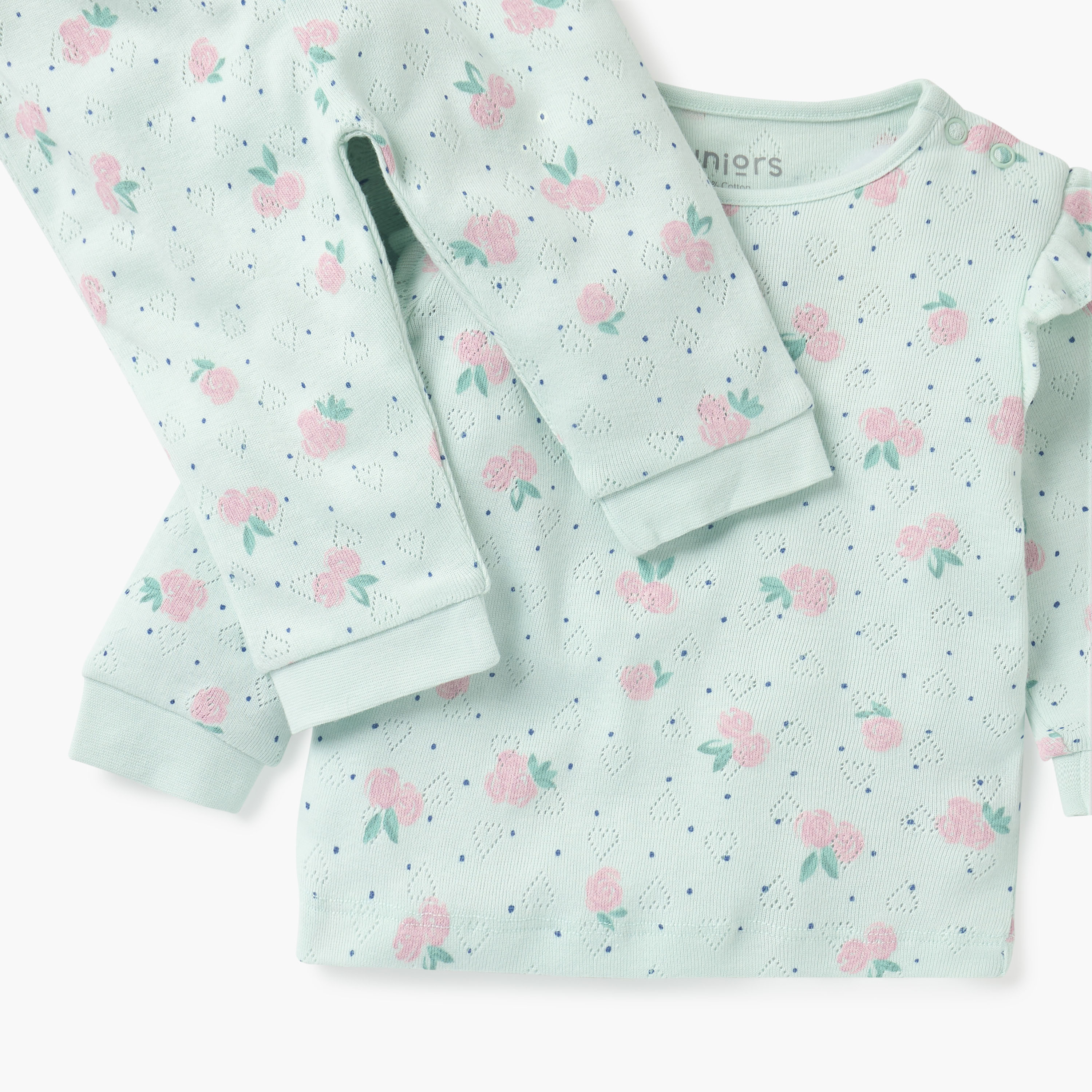 طقم بنطلون بيجاما وتيشيرت بوينتيل بطبعات زهرية من جونيورز-baby-girls-clothing-nightwear-pyjamasets-image-5