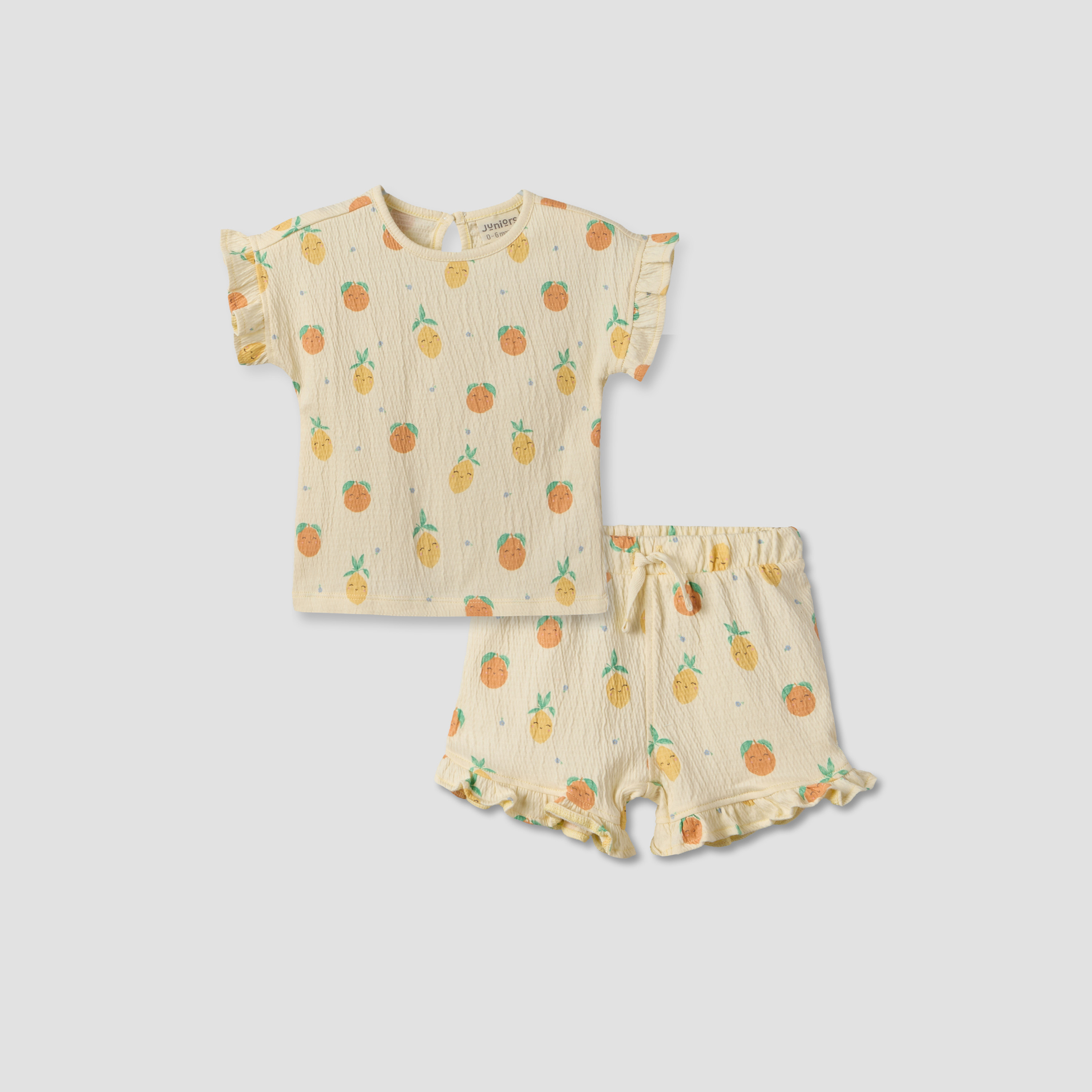 Juniors Crew Neck Short Sleeves Top and Shorts Set with Fruit Print-baby-girls-clothing-setsandcoords-image-1