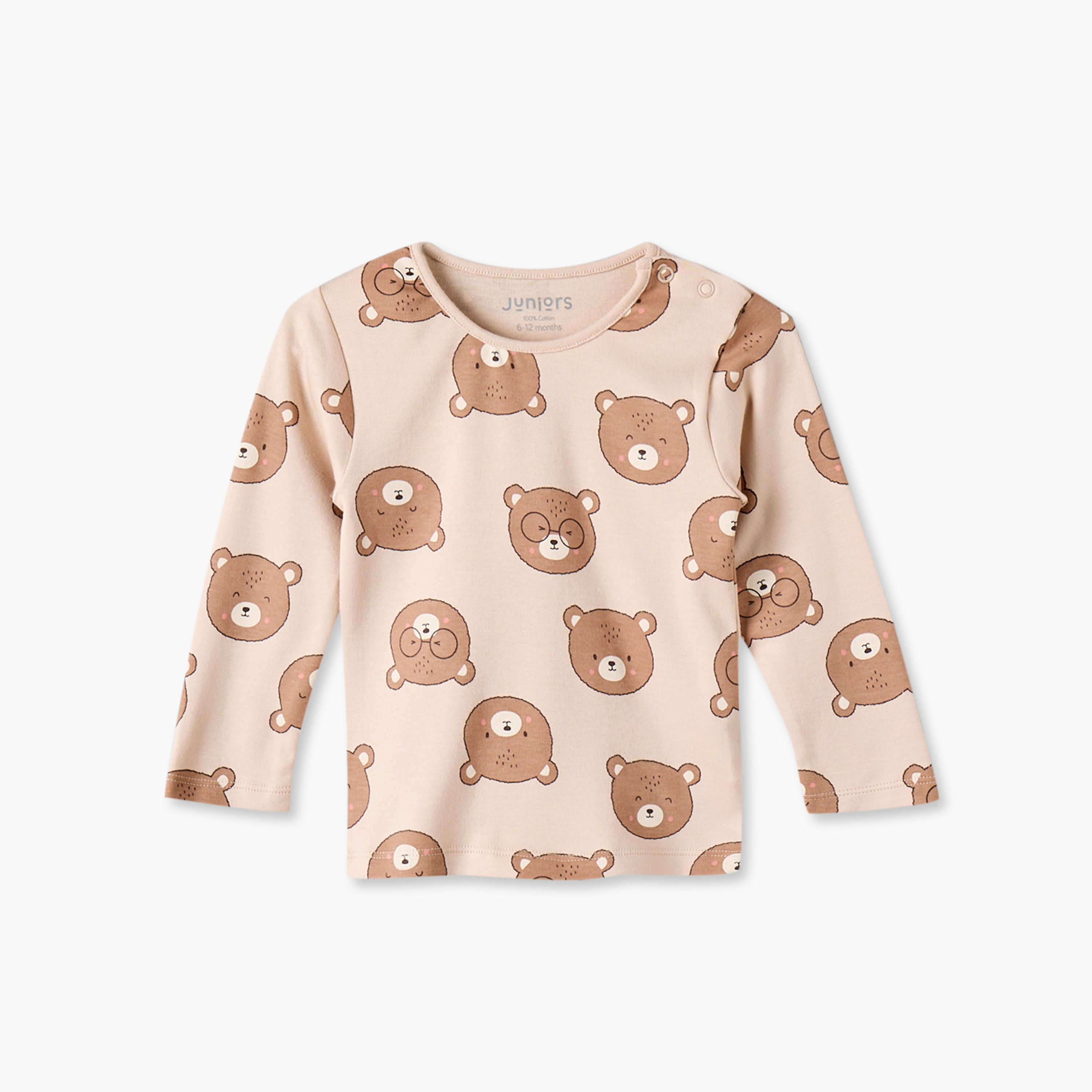 Juniors Cotton Crew Neck Long Sleeves Pyjama Set with Bear Print-baby-boys-clothing-nightwear-pyjamasets-image-2