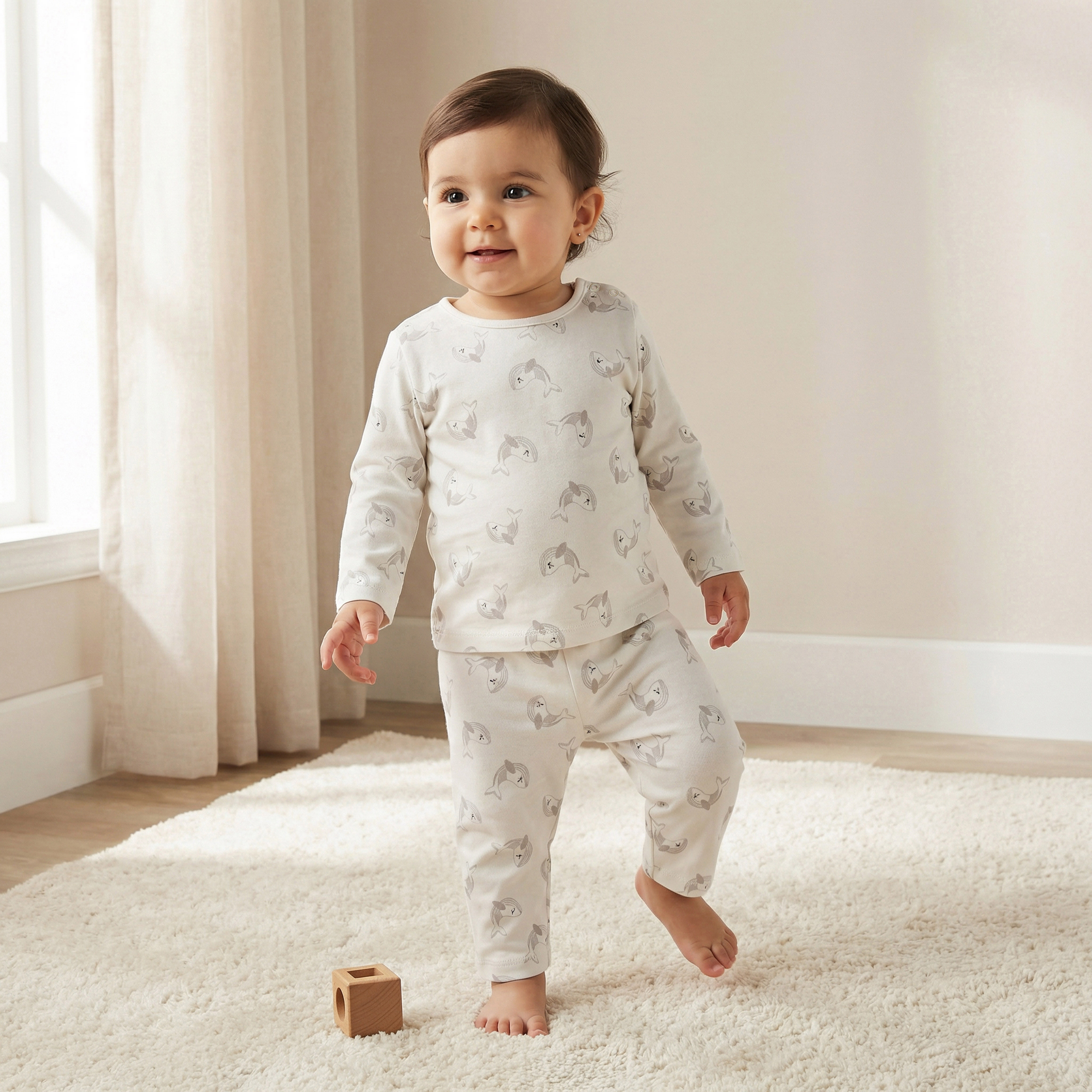 Juniors Dolphin Print T-shirt and Pyjama Set-baby-boys-clothing-nightwear-pyjamasets-image-1