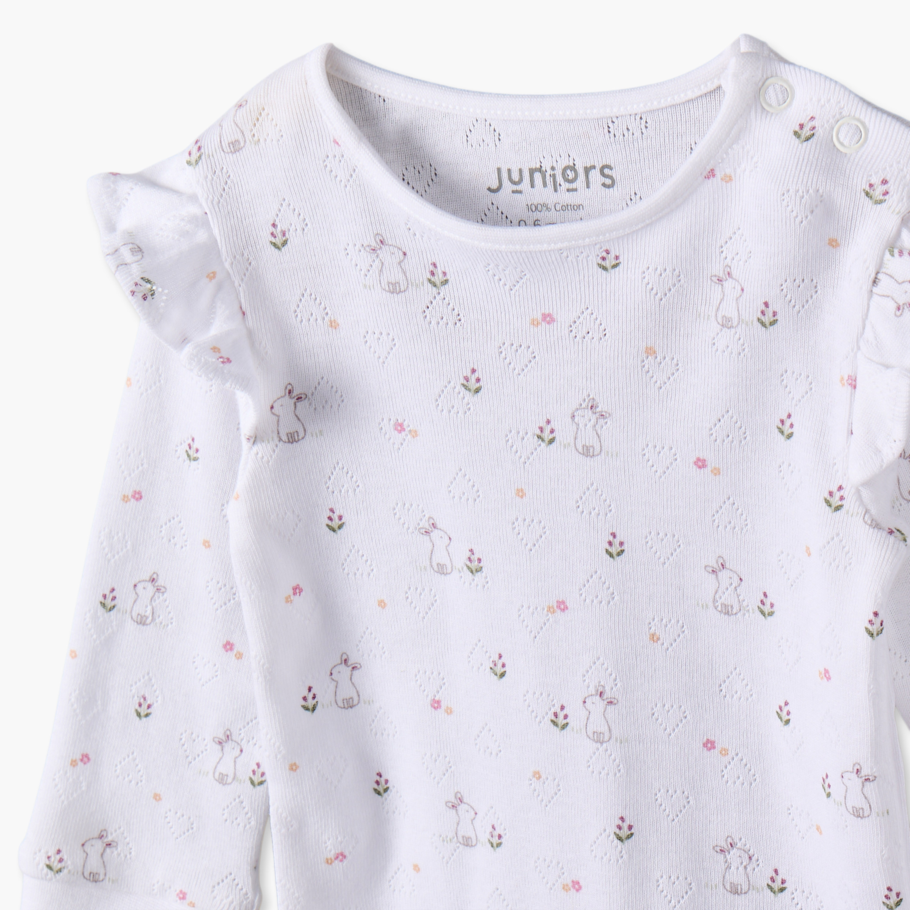 Juniors Cotton Crew Neck Long Sleeves Pyjama Set with Bunny Print-baby-girls-clothing-nightwear-pyjamasets-image-6