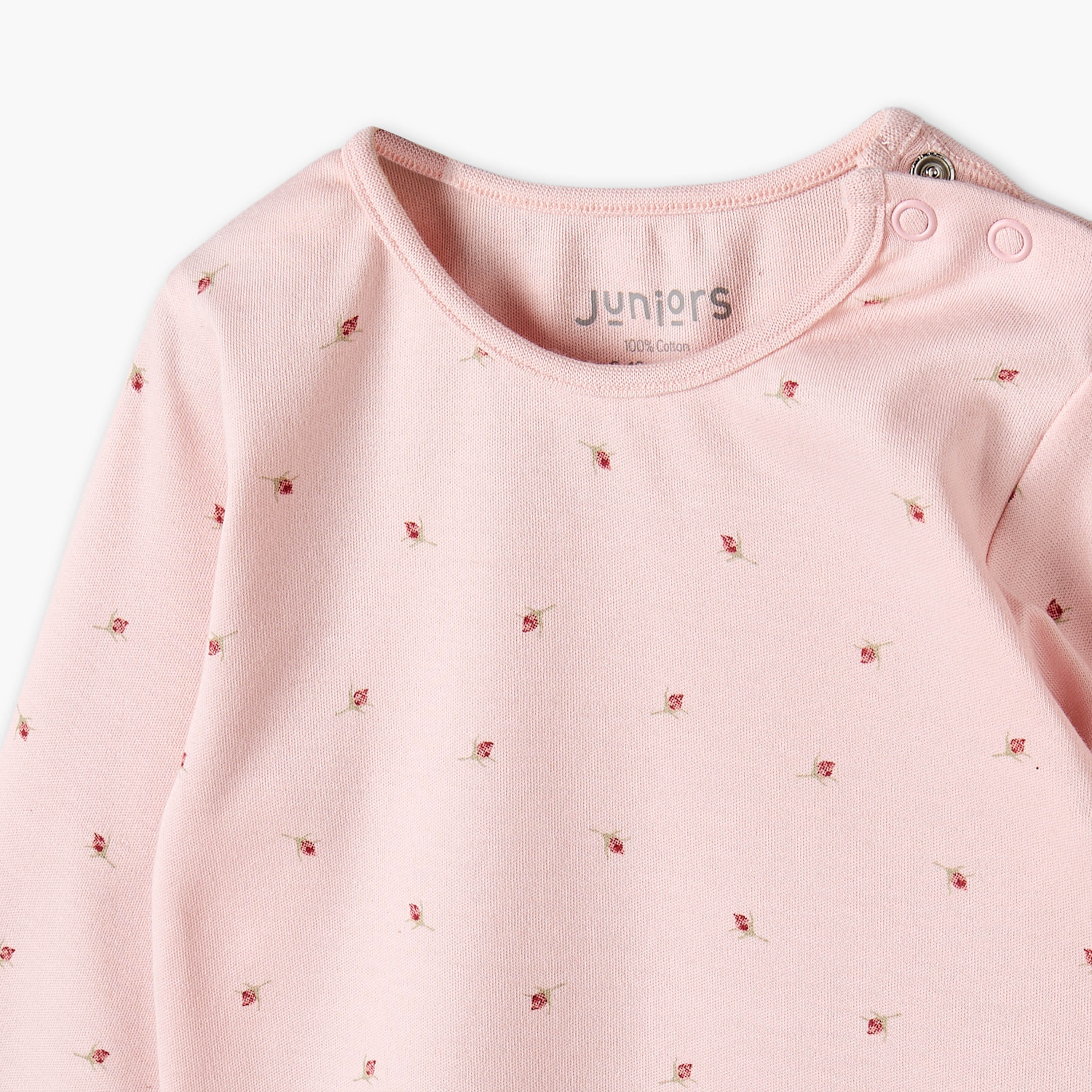 طقم بيجاما قطن بطبعات أزهار وياقة ضيقة وأكمام طويلة من جونيورز-baby-girls-clothing-nightwear-pyjamasets-image-6