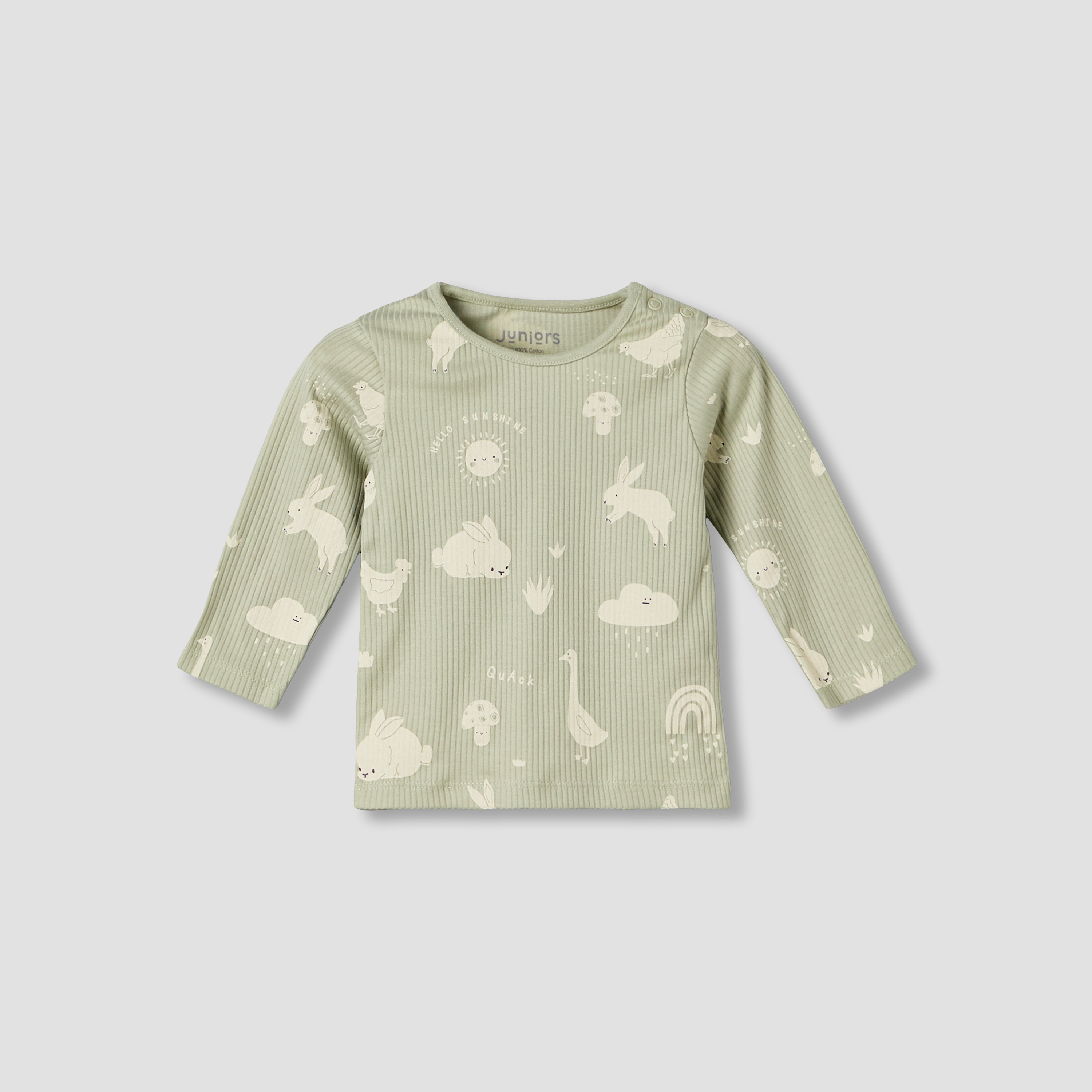 Juniors Cotton Crew Neck Long Sleeves Pyjama Set with Animal Print-baby-girls-clothing-nightwear-pyjamasets-image-2