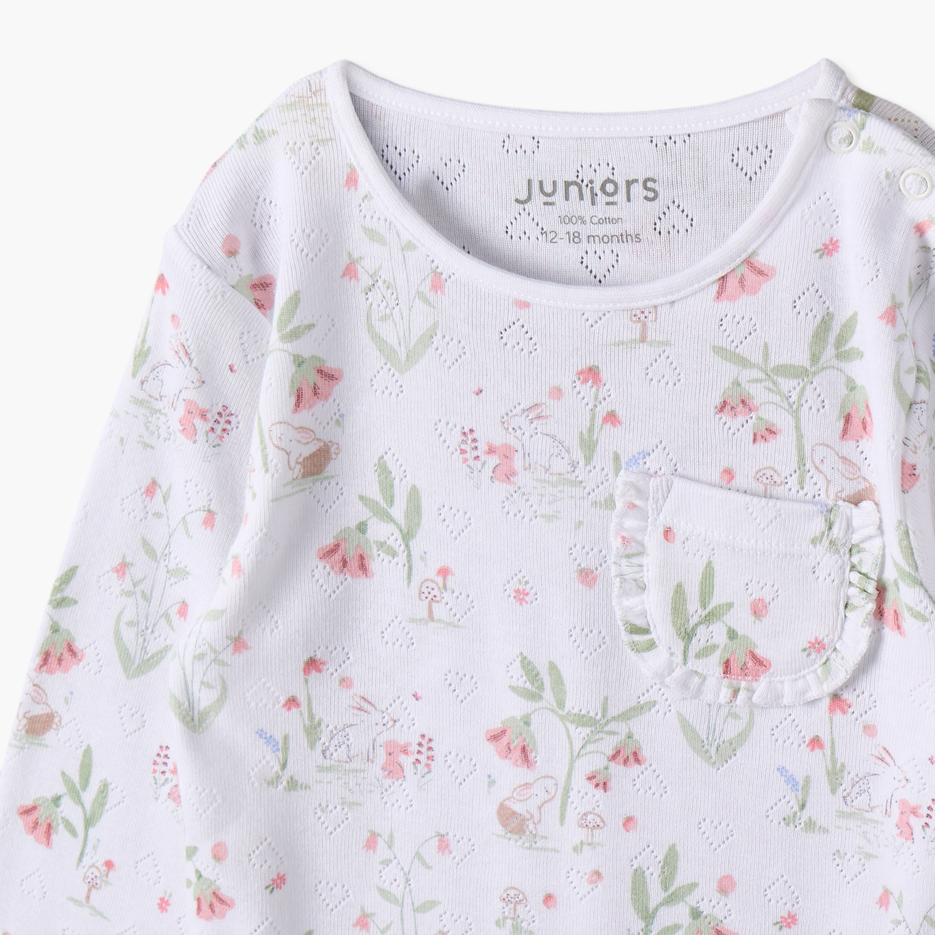 Juniors Cotton Crew Neck Long Sleeves Pyjama Set with Floral Print-baby-girls-clothing-nightwear-pyjamasets-image-6