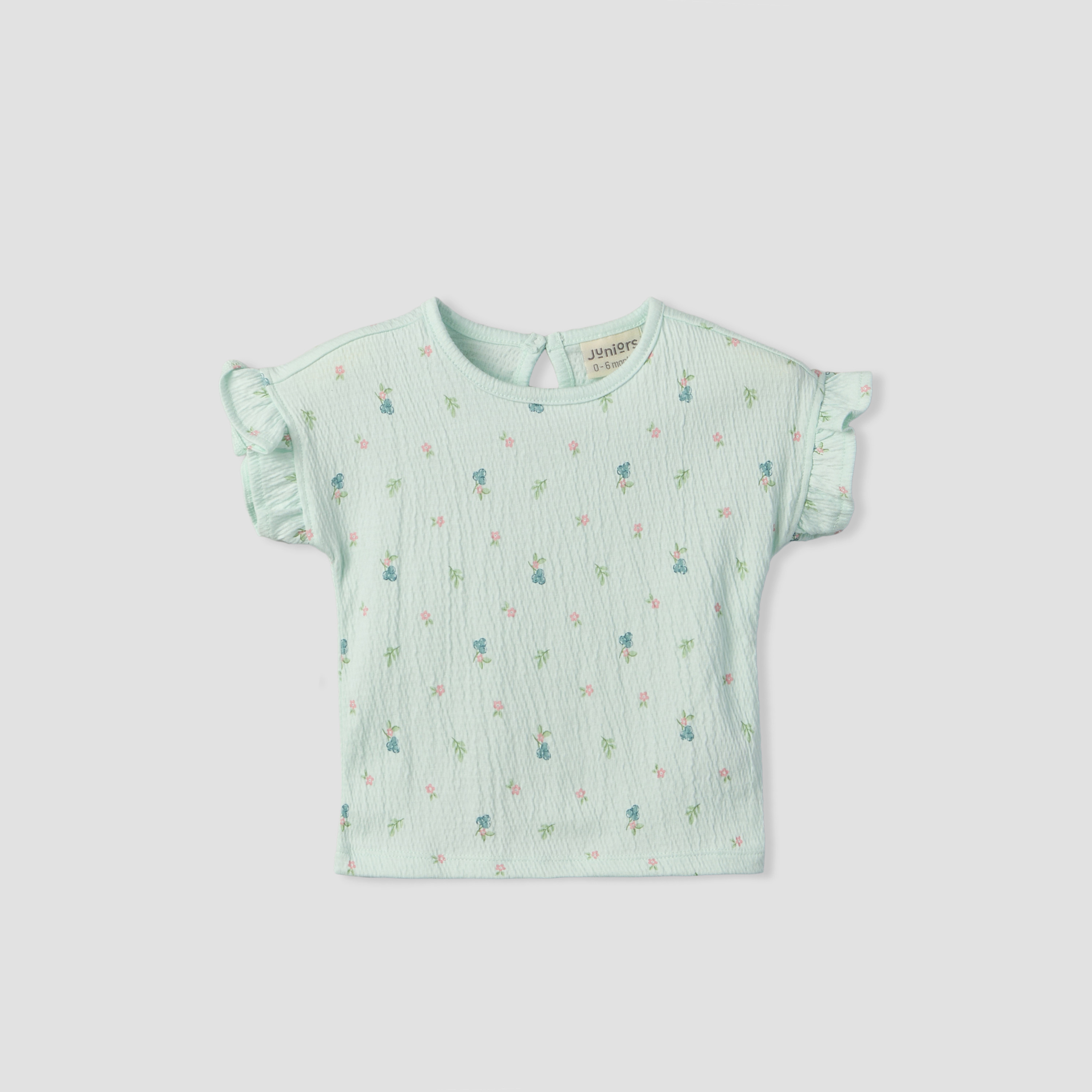 Juniors Crew Neck Short Sleeves Top and Shorts Set with Floral Print-baby-girls-clothing-setsandcoords-image-2