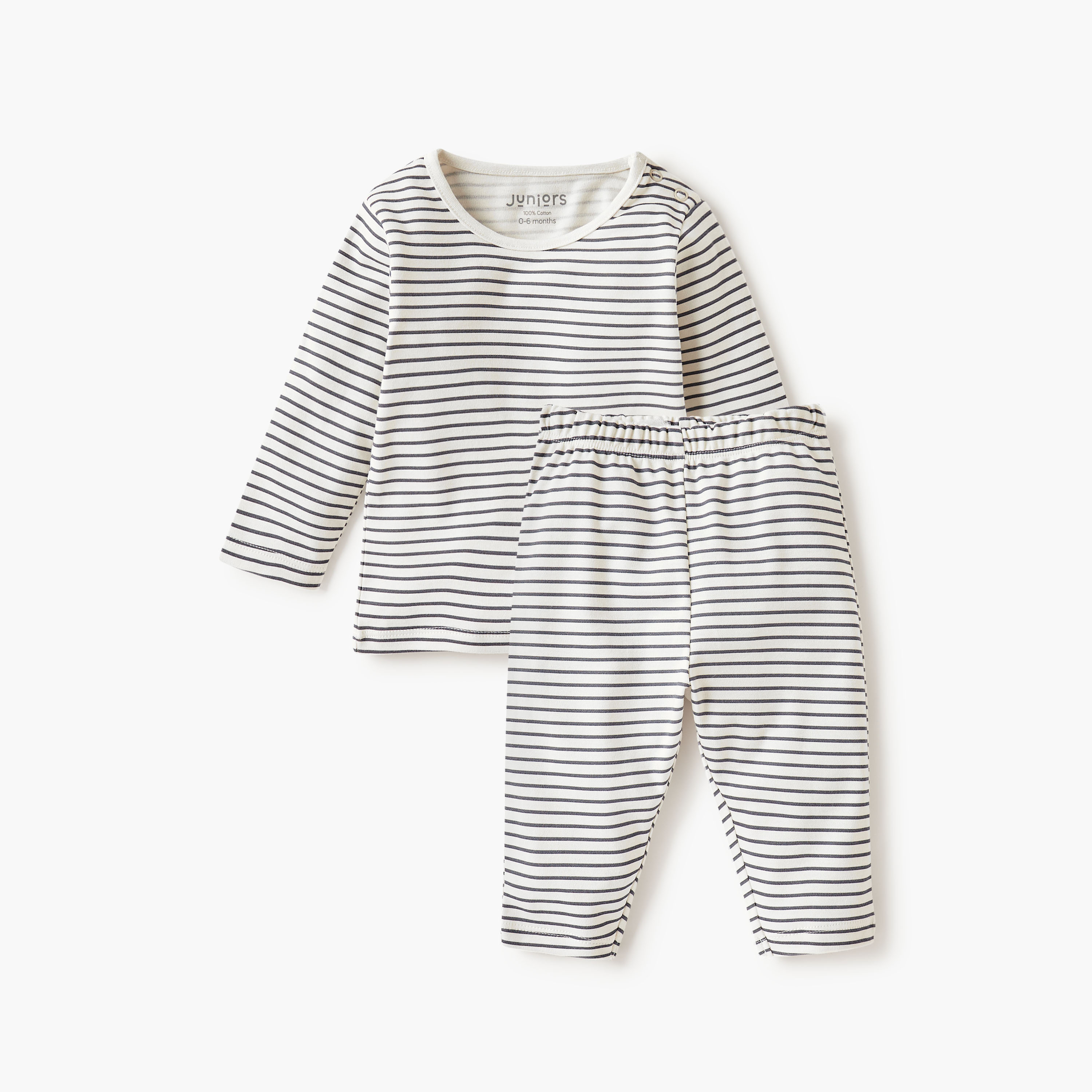 Juniors Striped T-shirt and Pyjama Set-baby-boys-clothing-nightwear-pyjamasets-image-2