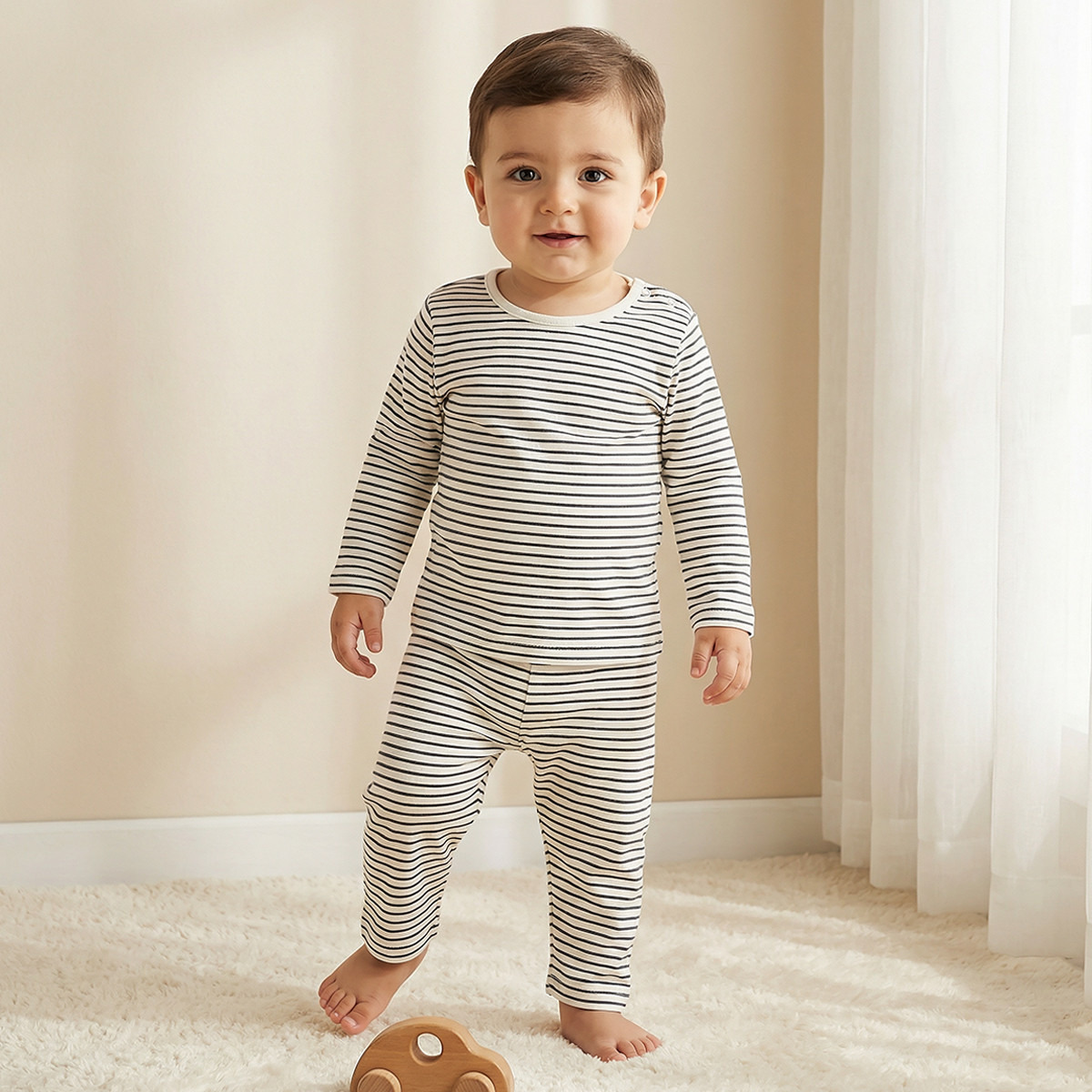 Juniors Striped T-shirt and Pyjama Set-baby-boys-clothing-nightwear-pyjamasets-image-1