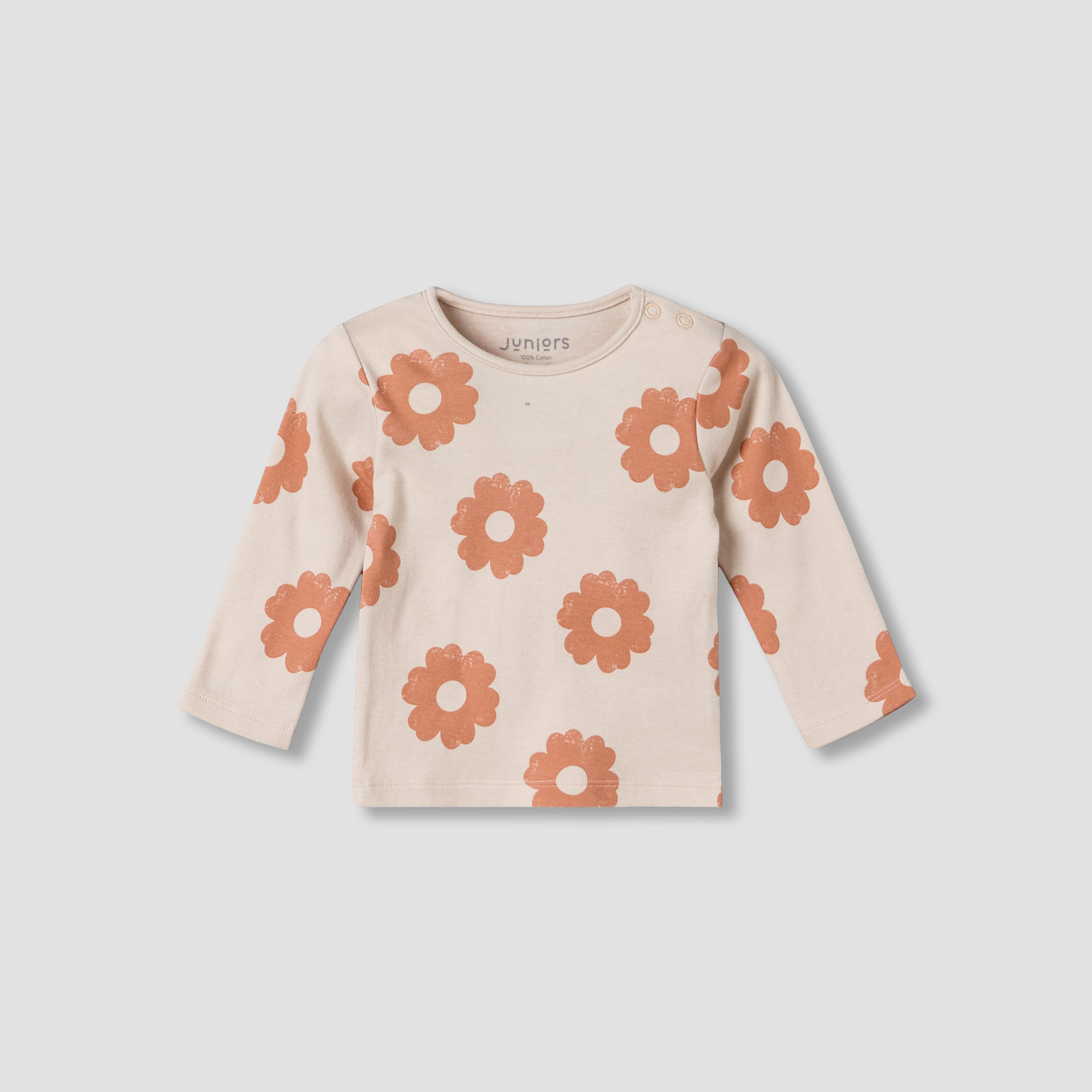 طقم بيجاما قطن بياقة ضيقة وأكمام طويلة بطبعات زهور من جونيورز-baby-girls-clothing-nightwear-pyjamasets-image-3