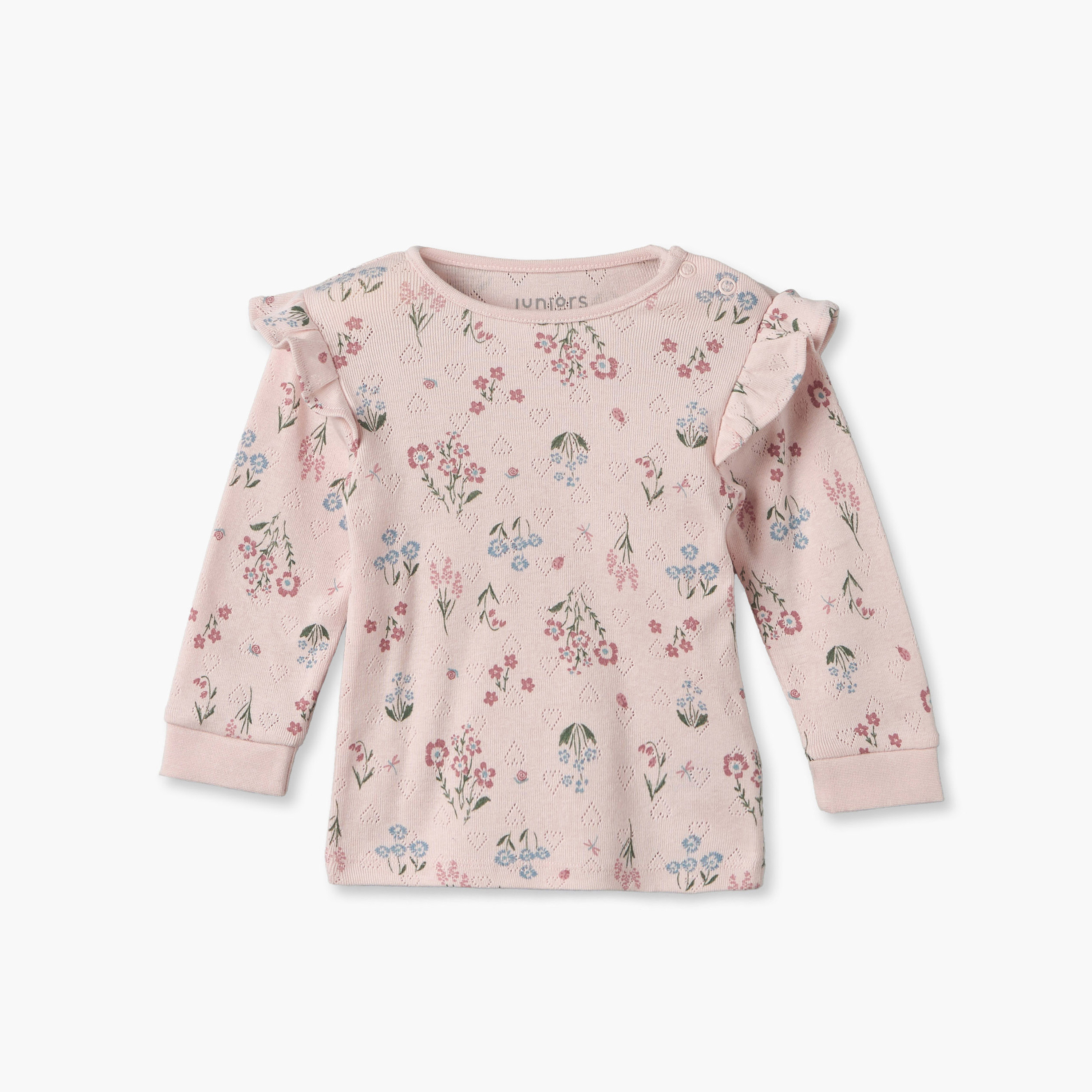 Juniors Cotton Crew Neck Long Sleeves Pyjama Set with Floral Print-baby-girls-clothing-nightwear-pyjamasets-image-2
