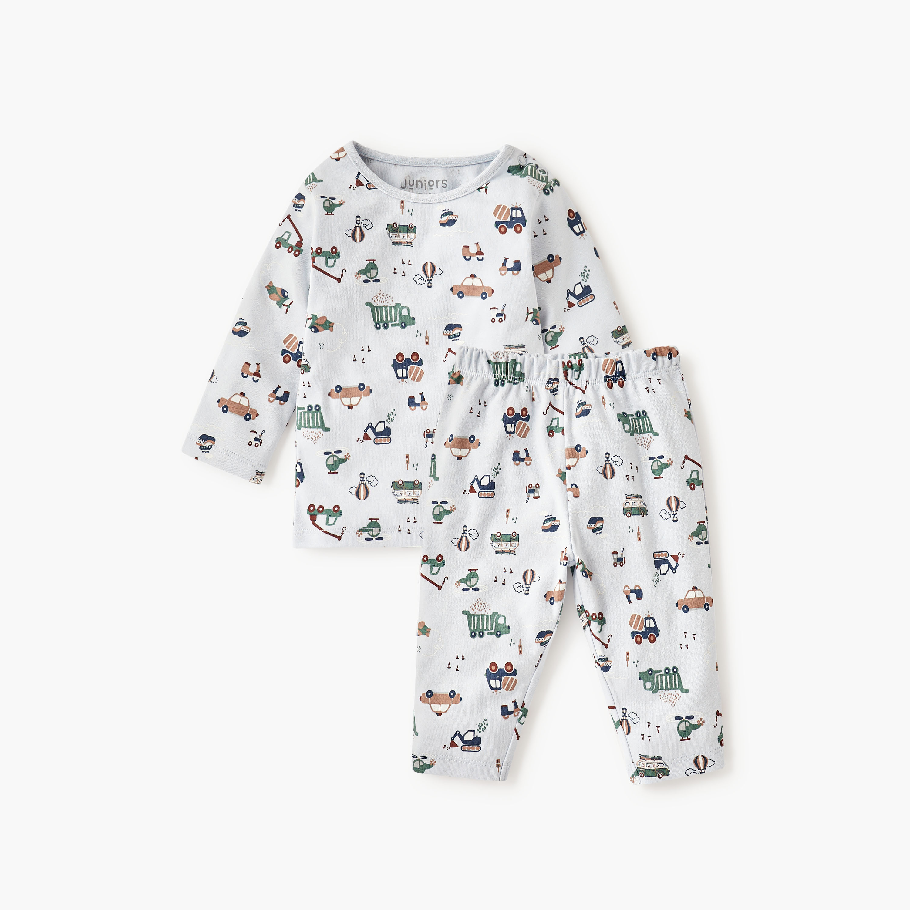 Juniors All-Over Vehicle Print T-shirt and Pyjama Set-baby-boys-clothing-nightwear-pyjamasets-image-1