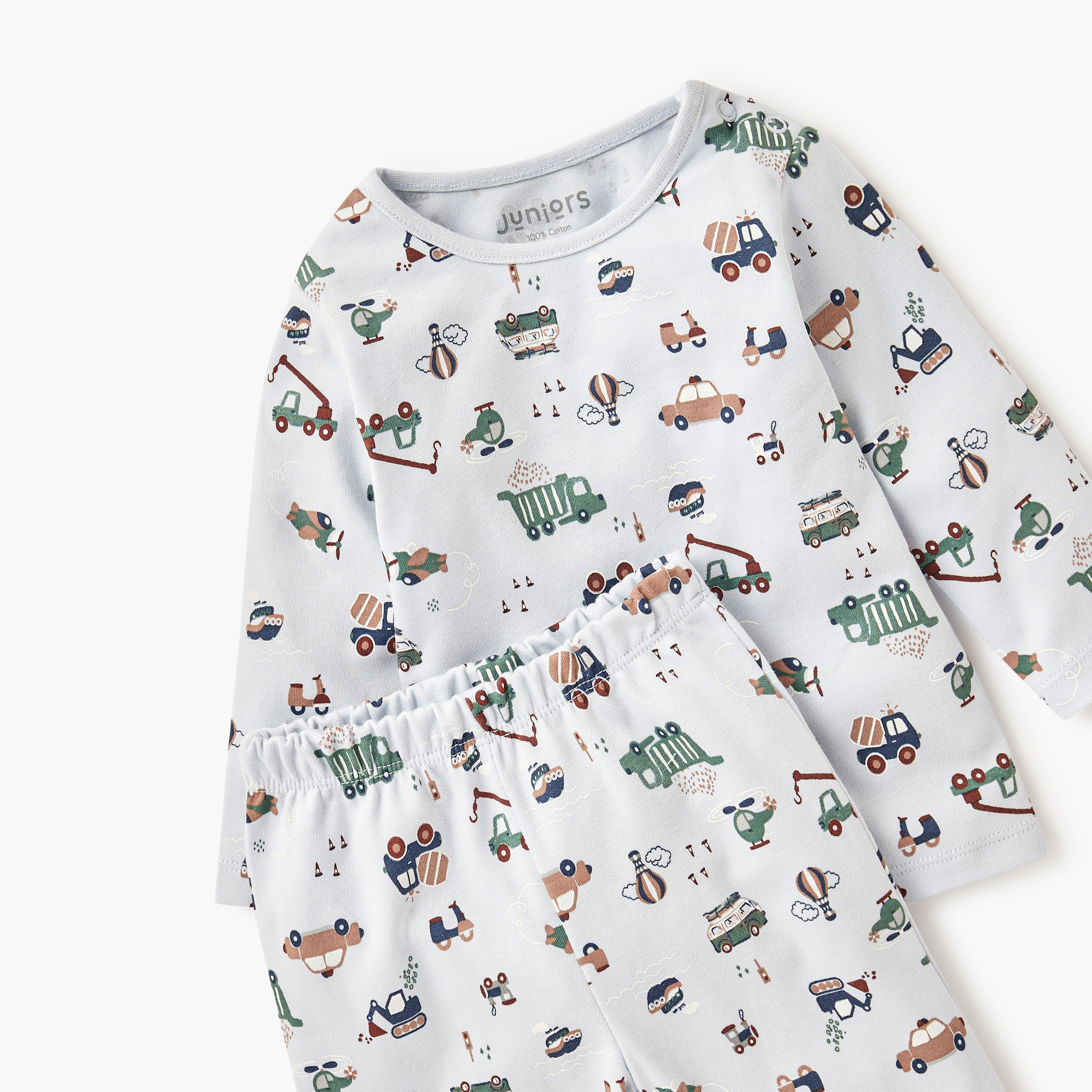Juniors All-Over Vehicle Print T-shirt and Pyjama Set-baby-boys-clothing-nightwear-pyjamasets-image-4