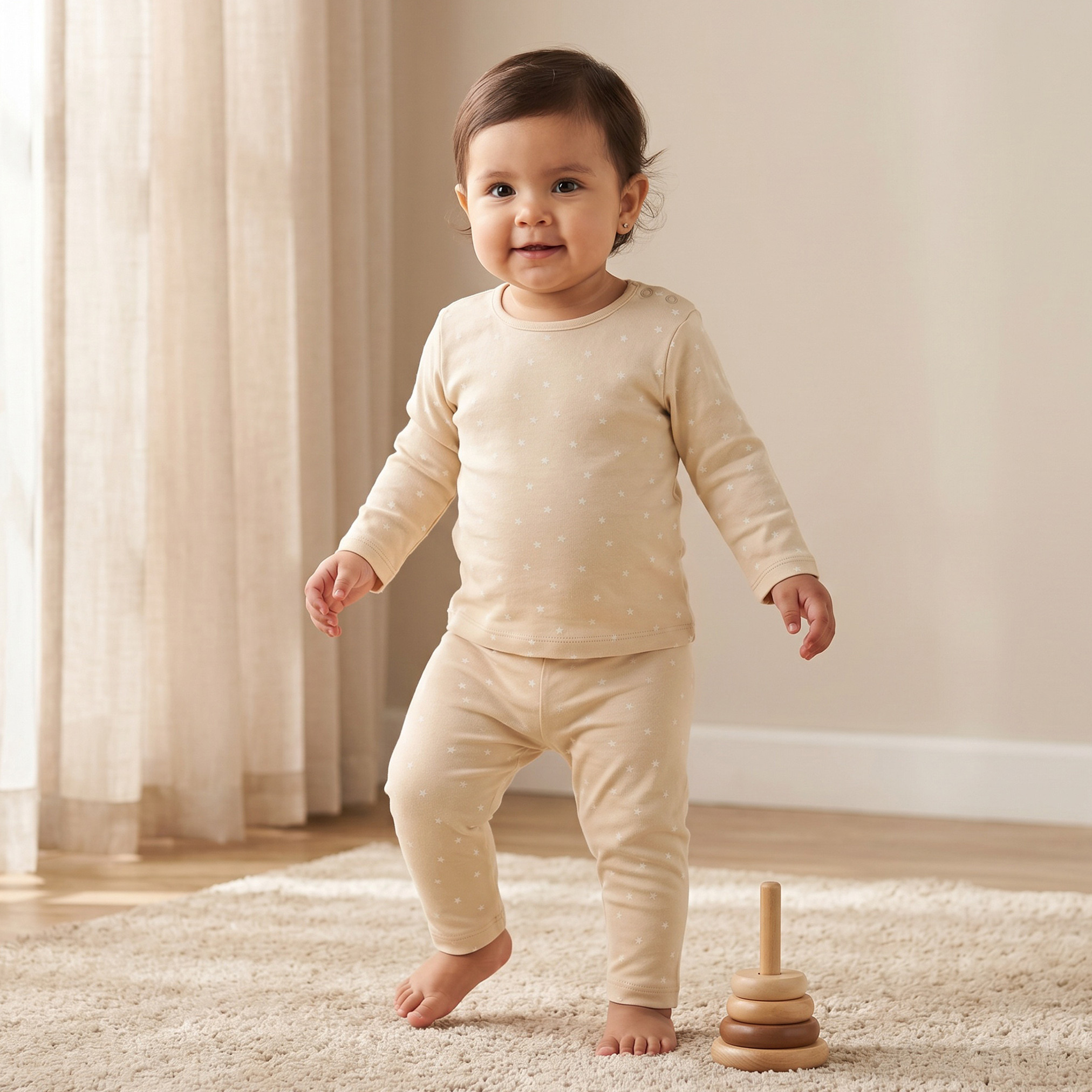 طقم بيجاما قطن بأكمام طويلة ورقبة مستديرة وطبعات من جونيورز-baby-boys-clothing-nightwear-pyjamasets-image-1
