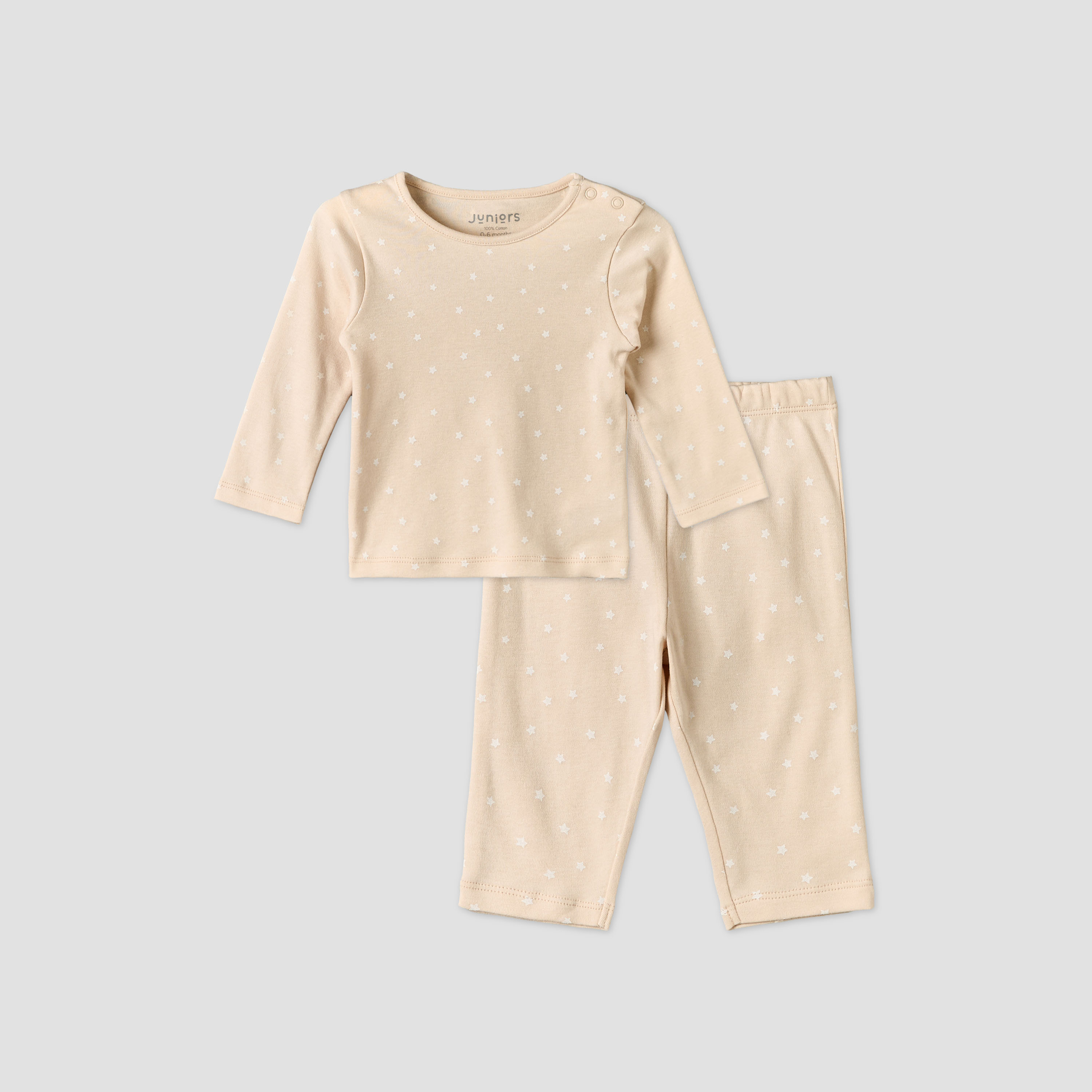 طقم بيجاما قطن بأكمام طويلة ورقبة مستديرة وطبعات من جونيورز-baby-boys-clothing-nightwear-pyjamasets-image-2