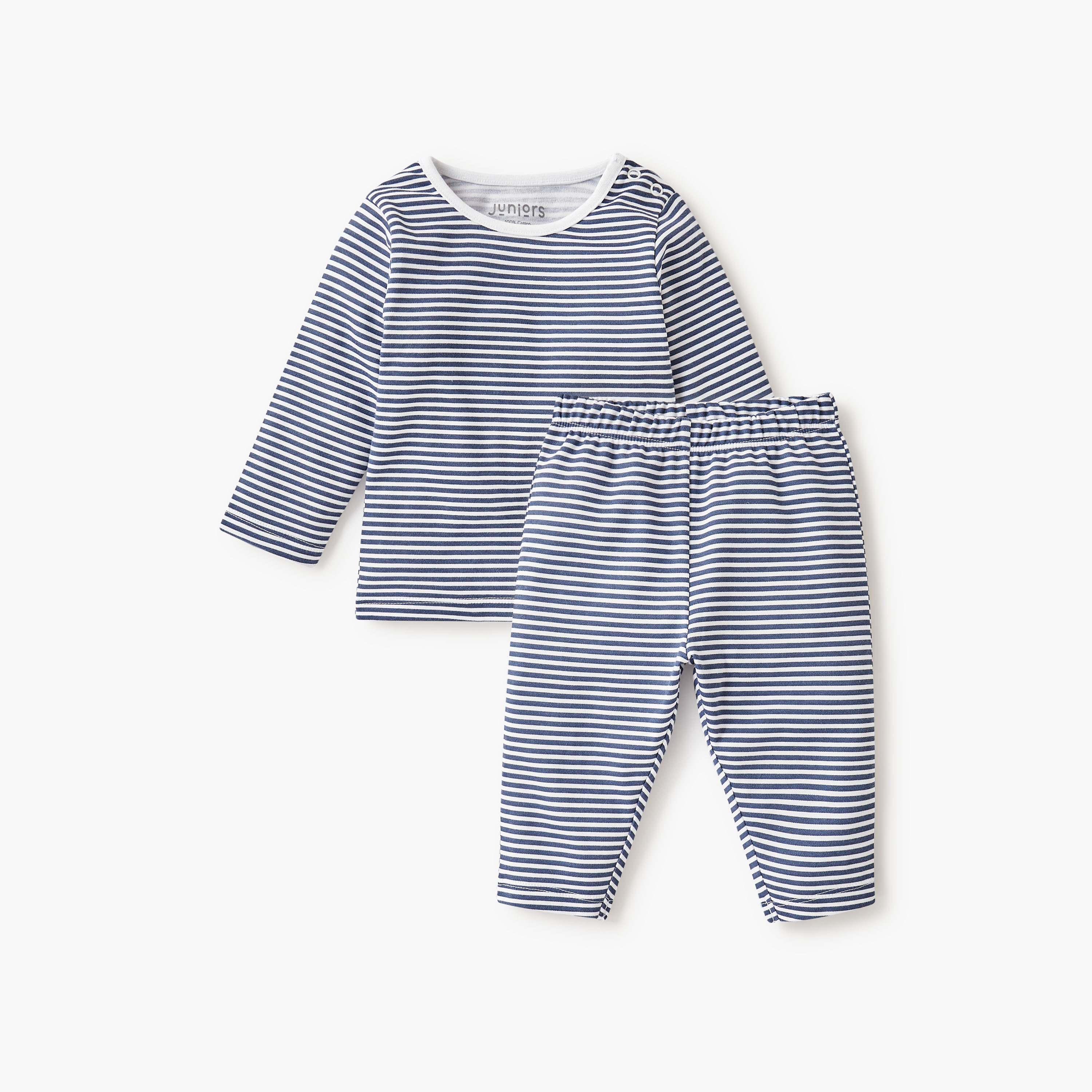 Juniors Striped T-shirt and Pyjama Set-baby-boys-clothing-nightwear-pyjamasets-image-1
