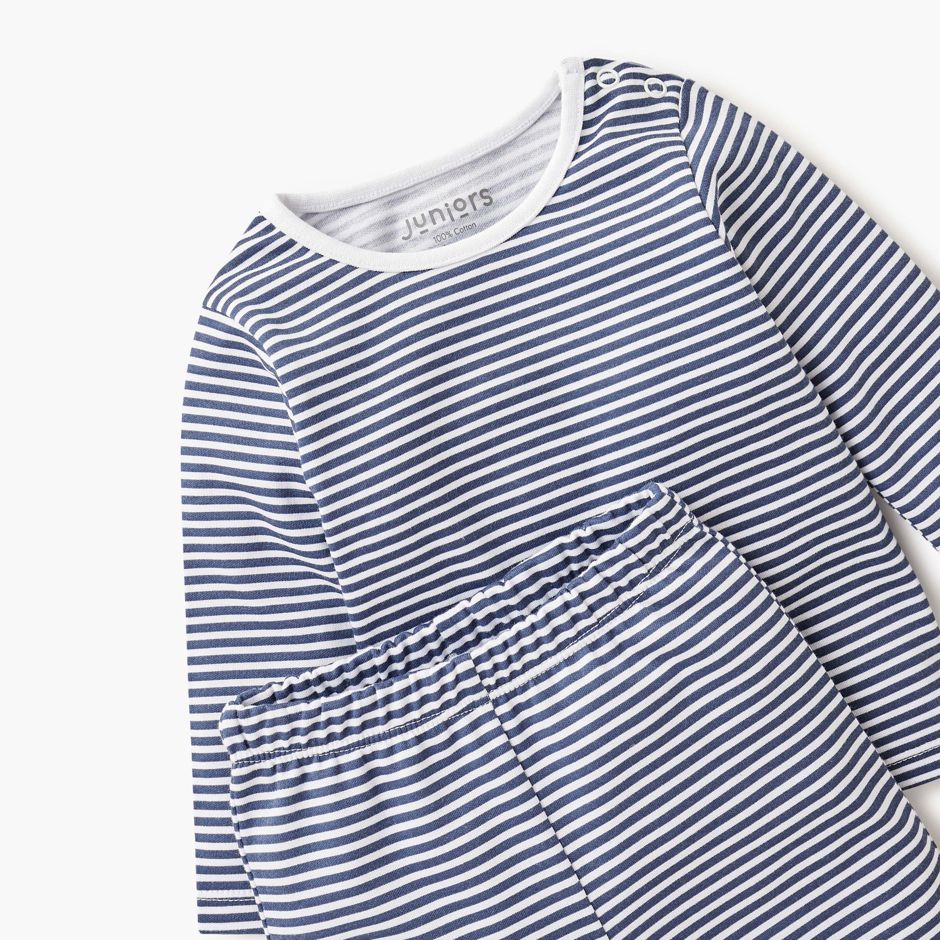 Juniors Striped T-shirt and Pyjama Set-baby-boys-clothing-nightwear-pyjamasets-image-4