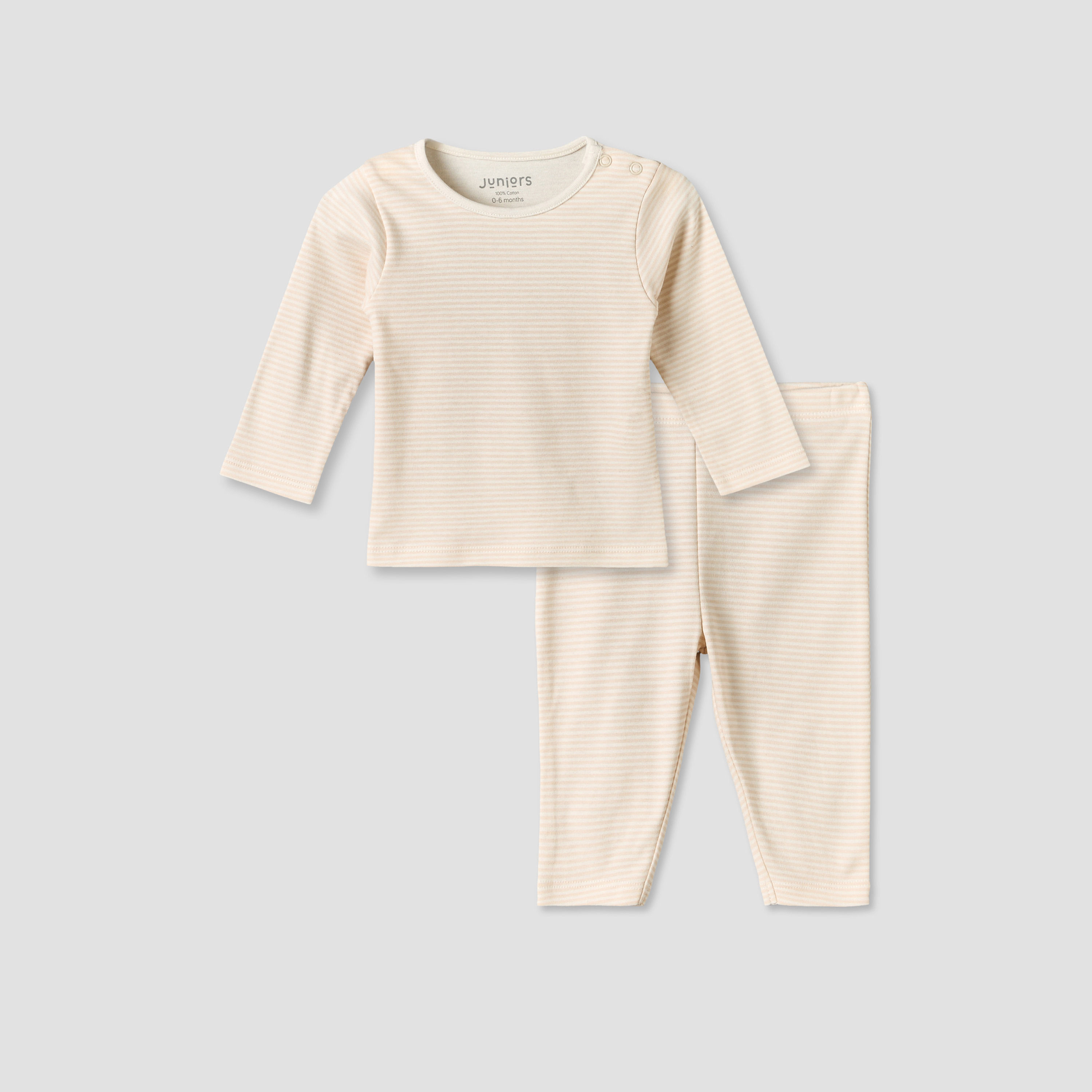 Juniors Cotton Round Neck Long Sleeves Pyjama Set with Stripes-baby-boys-clothing-nightwear-pyjamasets-image-2