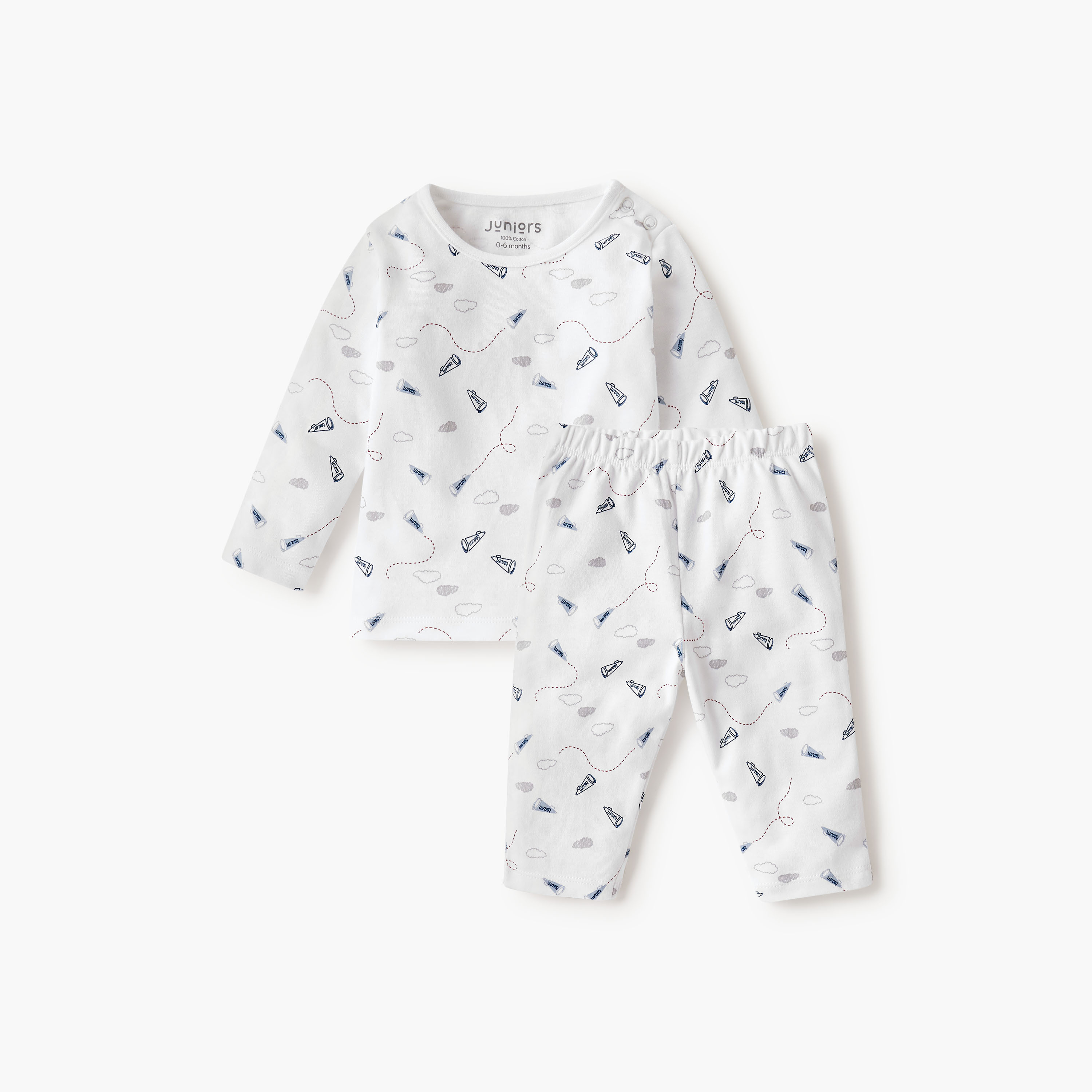 Juniors Graphic Print T-shirt and Pyjama Set-baby-boys-clothing-nightwear-pyjamasets-image-1