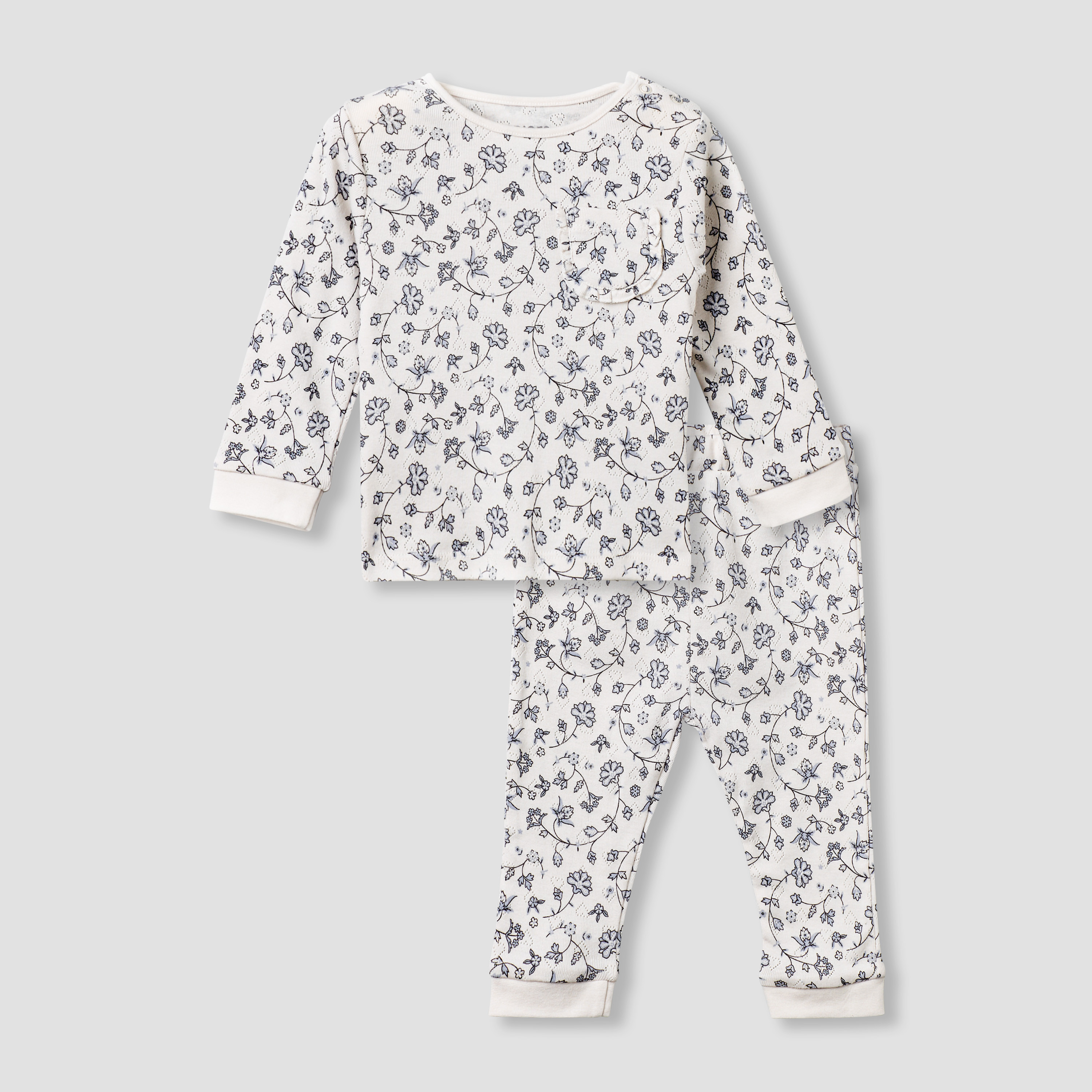 Juniors Cotton Long Sleeves Pyjama Set with Floral Print-baby-girls-clothing-nightwear-pyjamasets-image-2