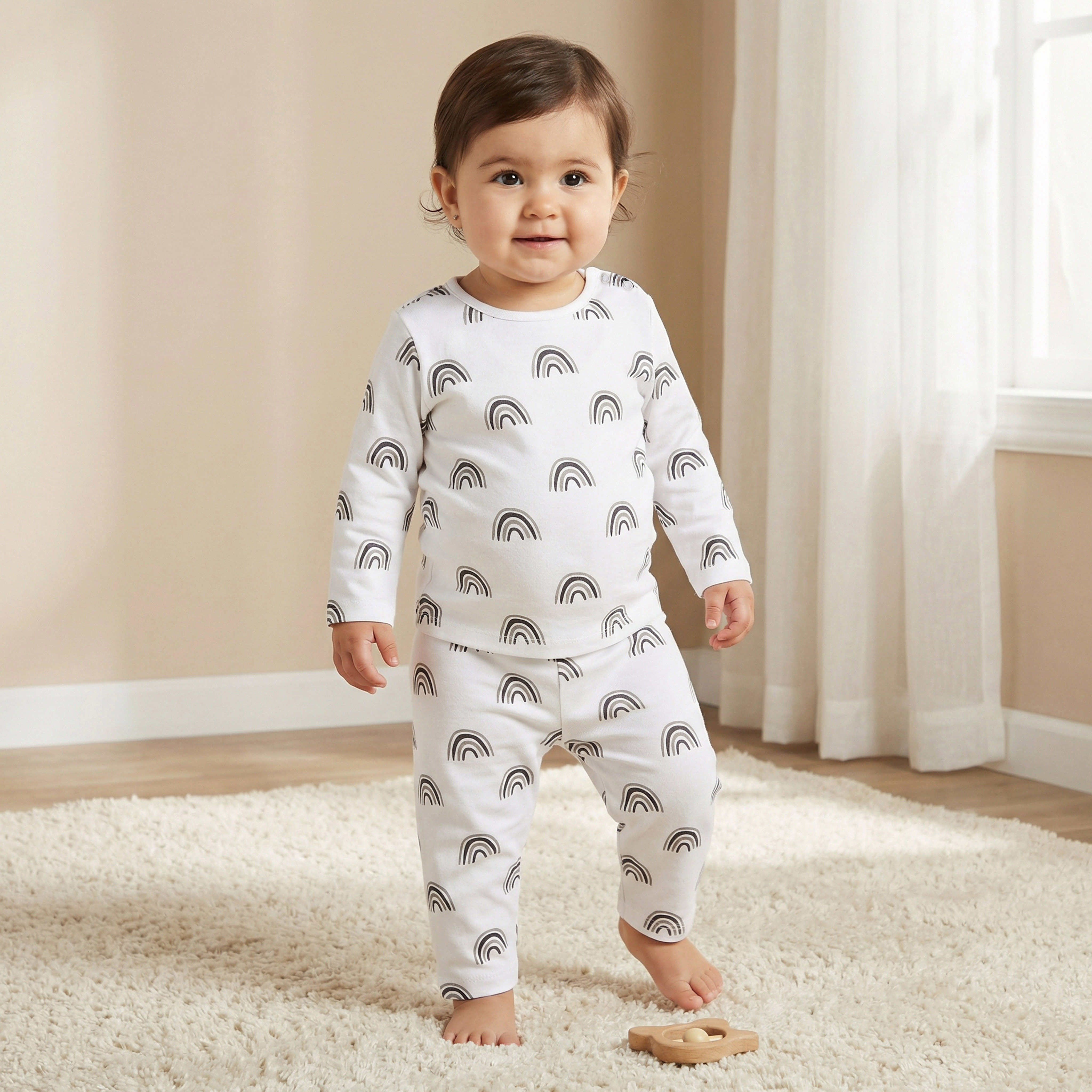 Juniors Rainbow Print T-shirt and Pyjama Set-baby-boys-clothing-nightwear-pyjamasets-image-1