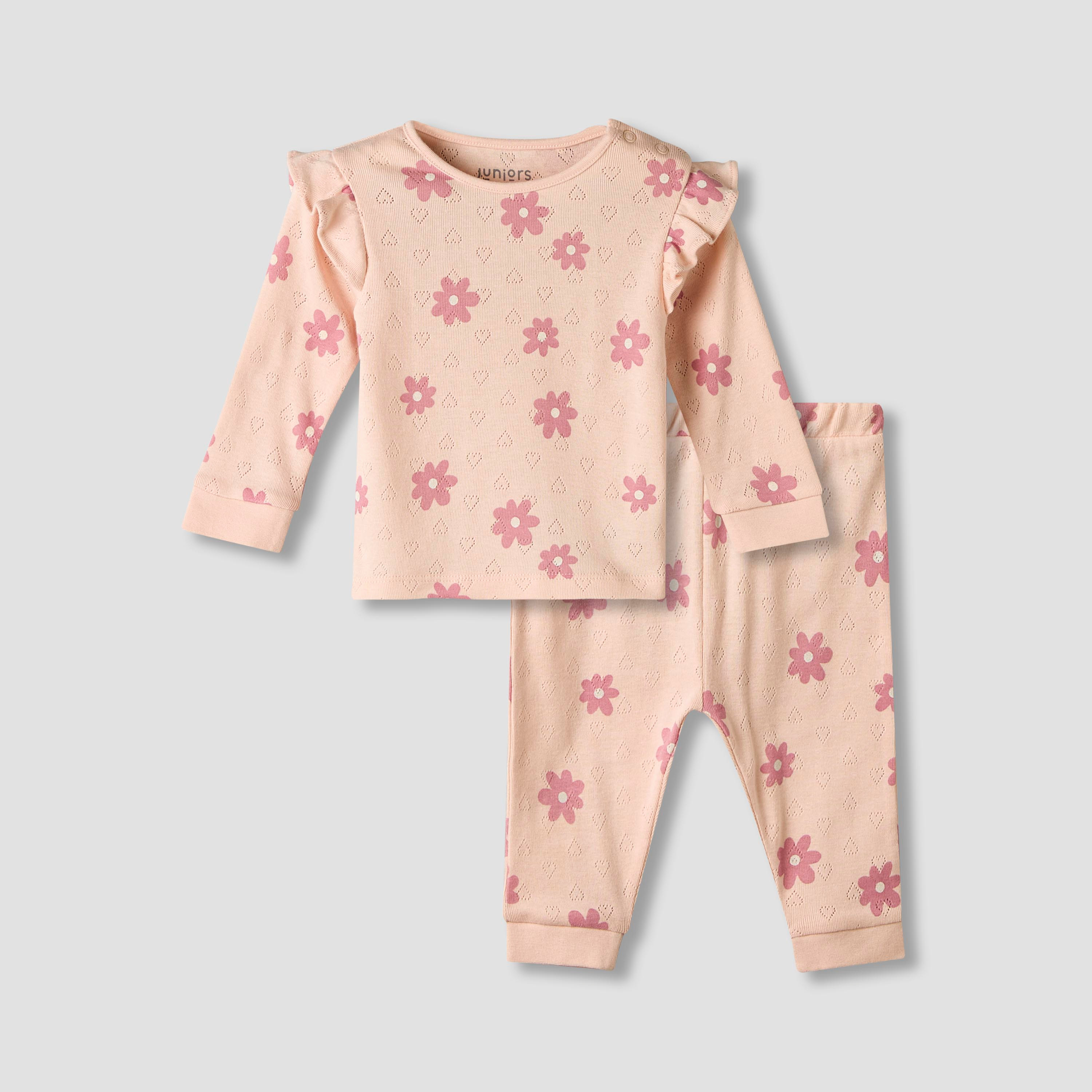 Juniors Cotton Long Sleeves Pyjama Set with Floral Print-baby-girls-clothing-nightwear-pyjamasets-image-2