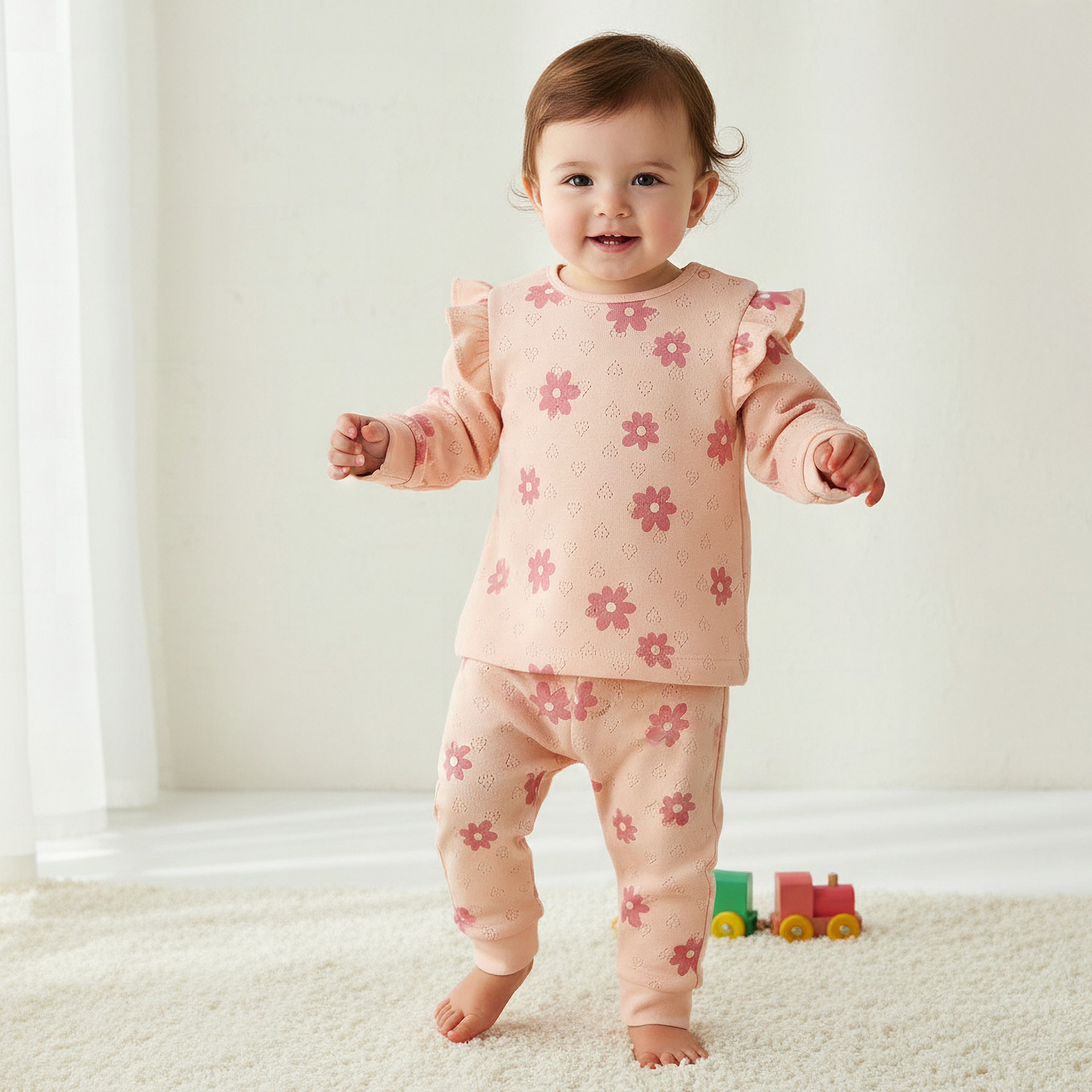 Juniors Cotton Long Sleeves Pyjama Set with Floral Print-baby-girls-clothing-nightwear-pyjamasets-image-1