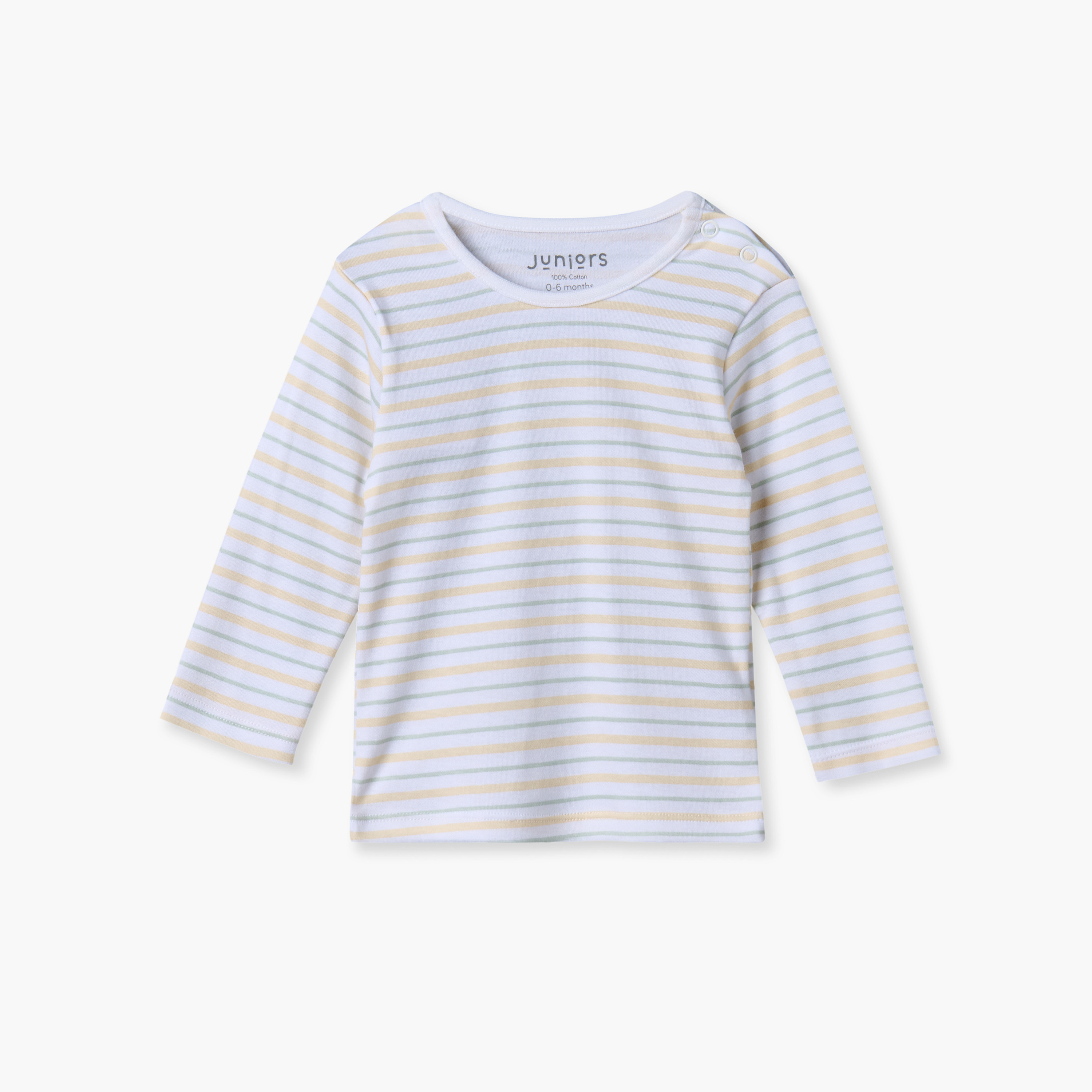 طقم بيجاما قطن بياقة مستديرة وأكمام طويلة وطبعات مخططة من جونيورز-baby-boys-clothing-nightwear-pyjamasets-image-2