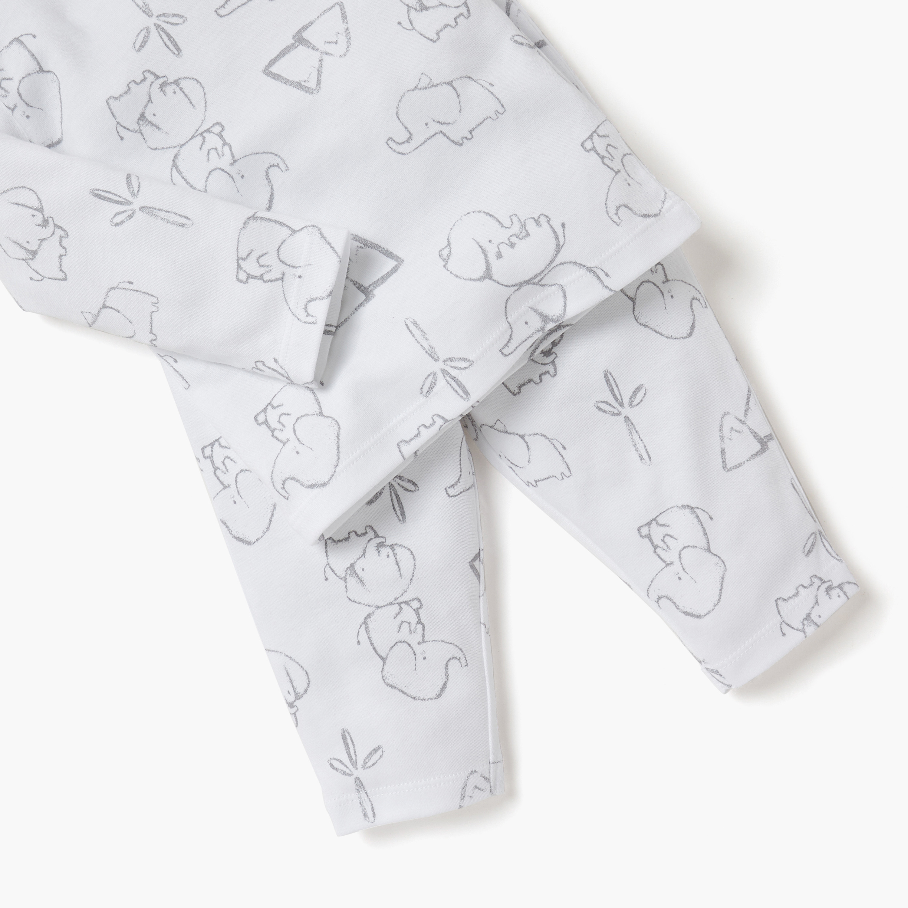 Juniors Elephant Print T-shirt and Pyjama Set-baby-boys-clothing-nightwear-pyjamasets-image-5