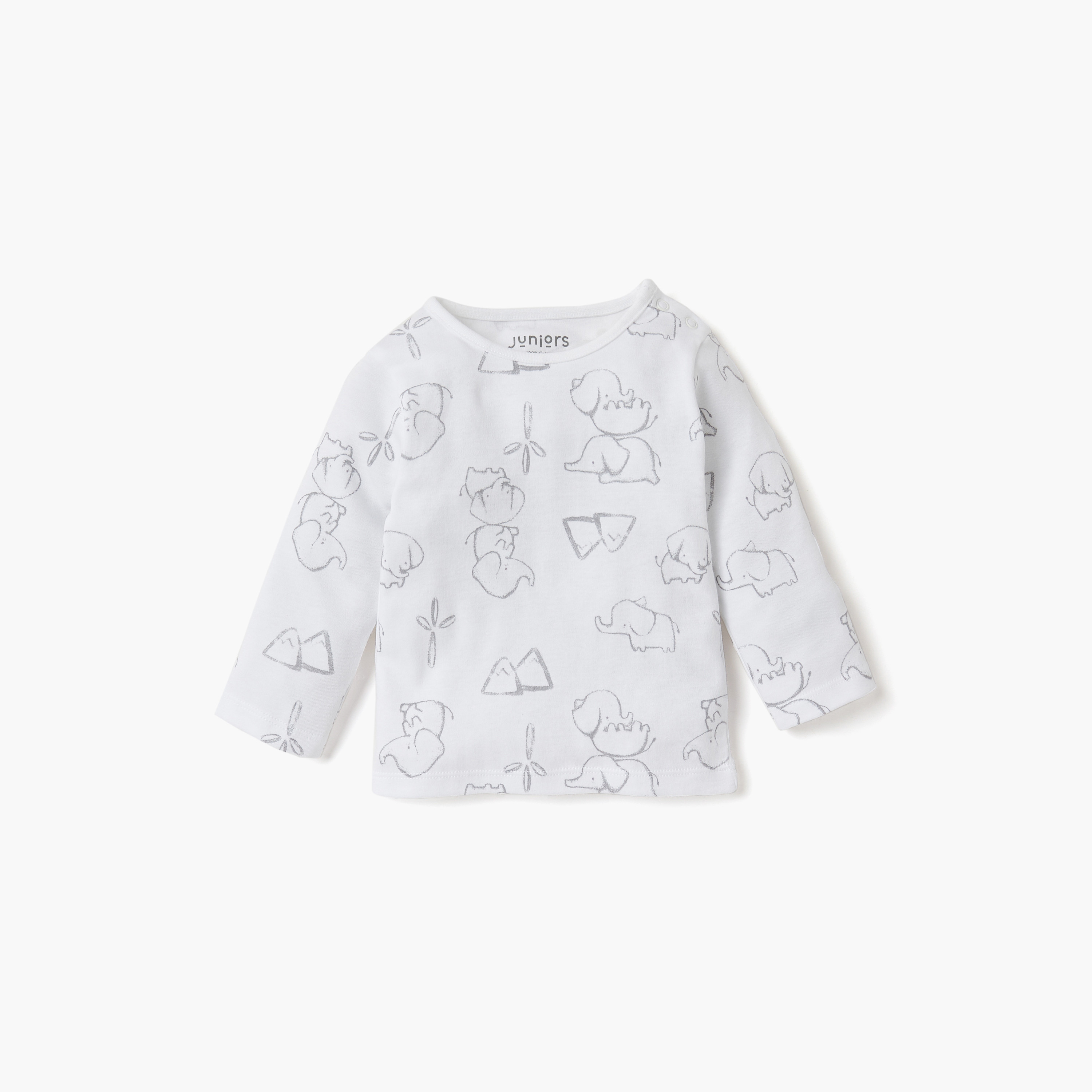 Juniors Elephant Print T-shirt and Pyjama Set-baby-boys-clothing-nightwear-pyjamasets-image-6