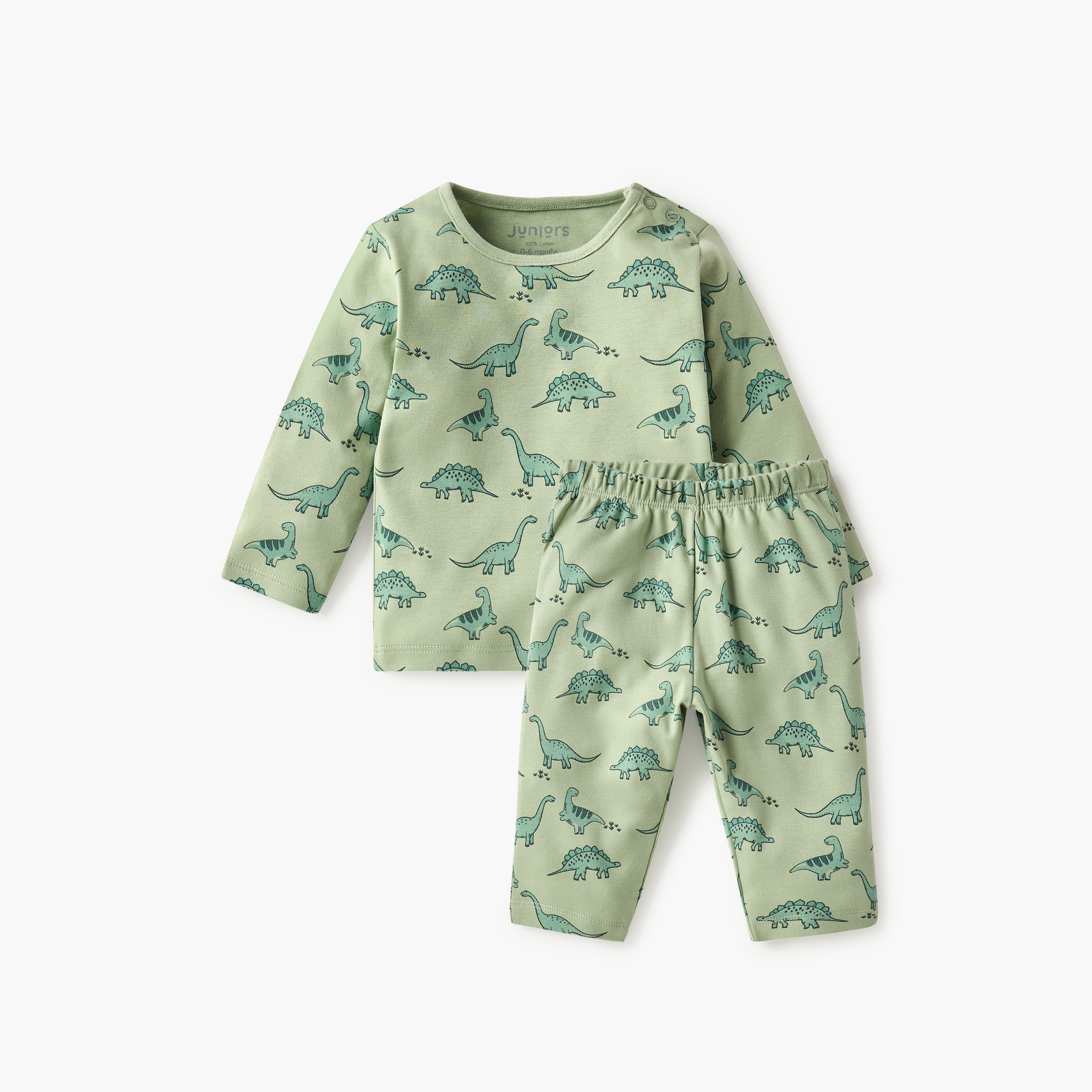 Juniors Dinosaur Print T-shirt and Pyjama Set-baby-boys-clothing-nightwear-pyjamasets-image-1