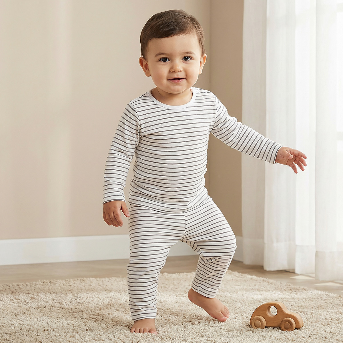 Juniors Striped T-shirt and Pyjama Set-baby-boys-clothing-nightwear-pyjamasets-image-1