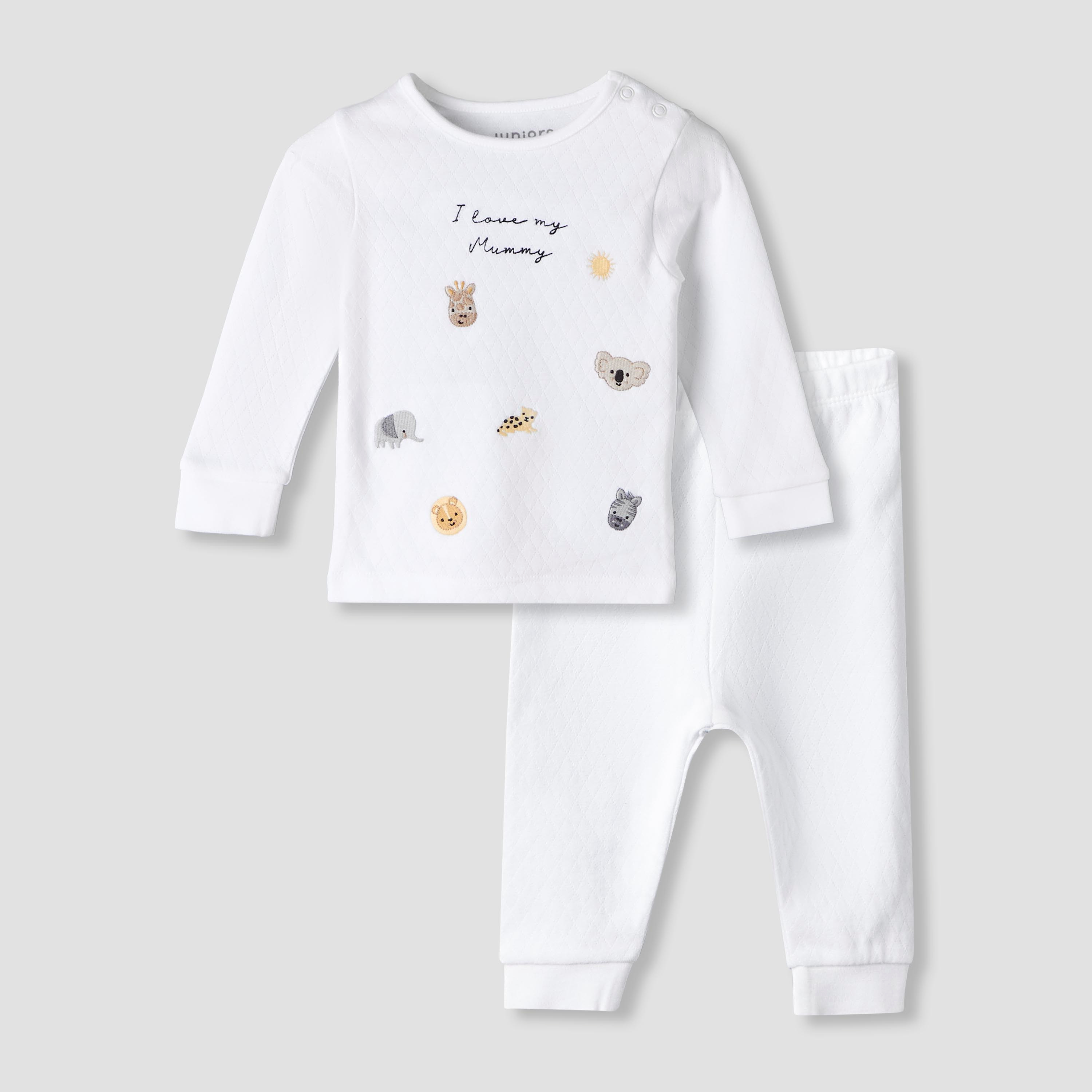 طقم بيجاما قطن بياقة مستديرة وأكمام طويلة وتطريزات من جونيورز-baby-boys-clothing-nightwear-pyjamasets-image-2