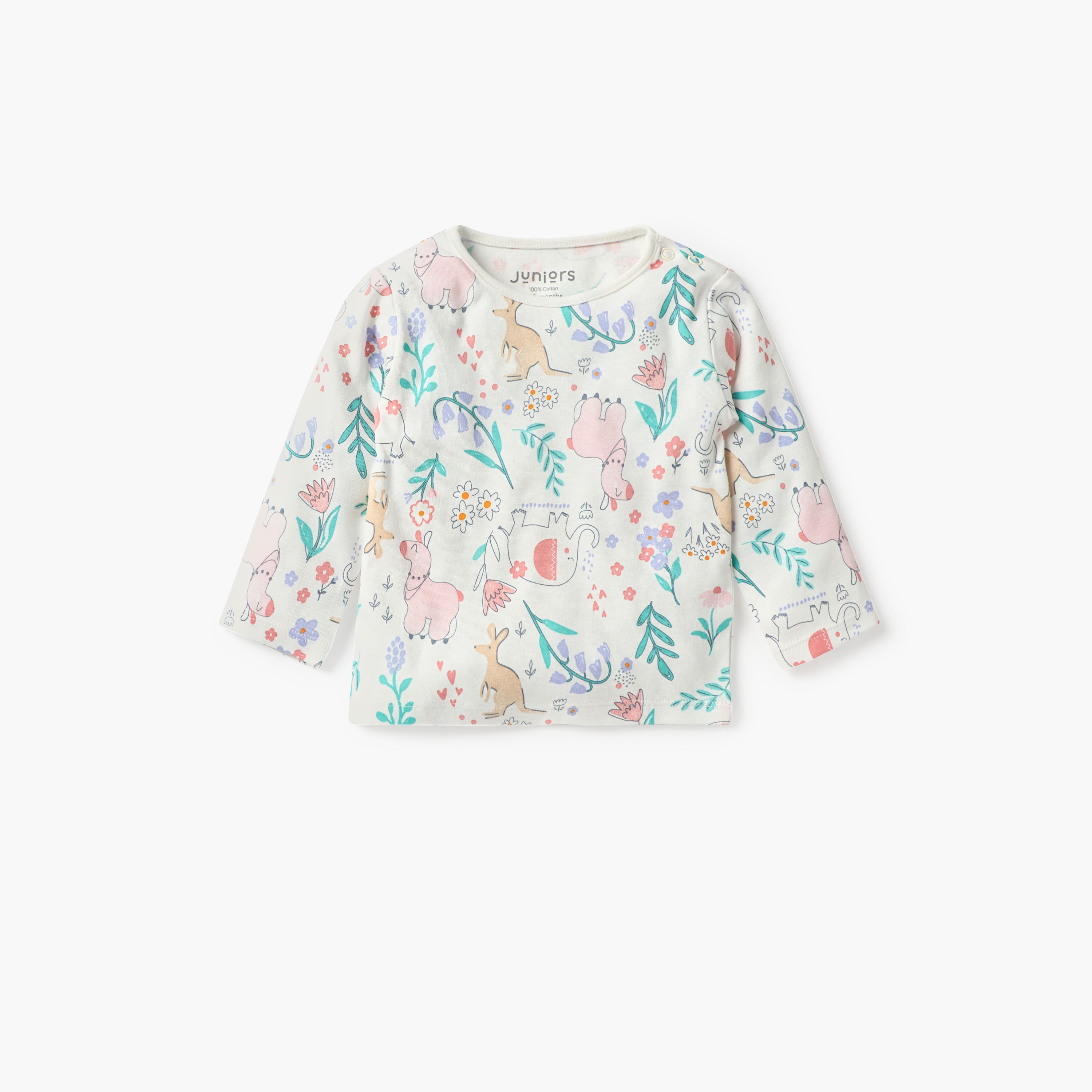 طقم بنطلون بيجاما وتيشيرت بطبعات حيوانات من جونيورز-baby-girls-clothing-nightwear-pyjamasets-image-2