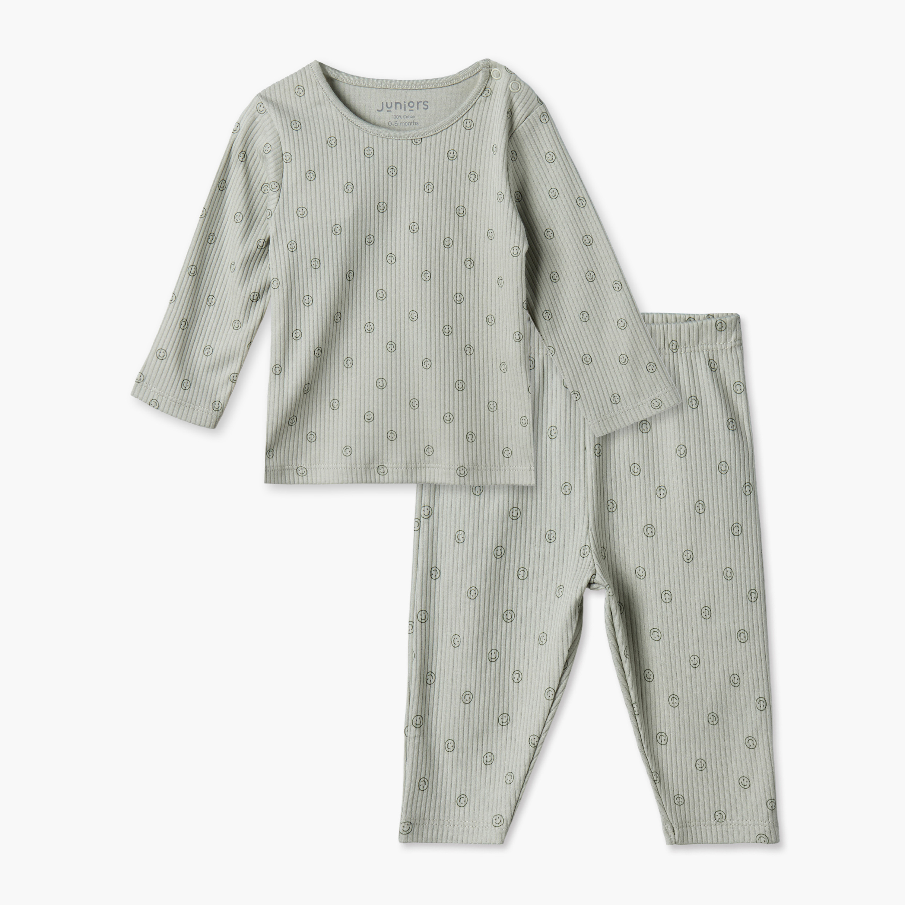 طقم بيجاما قطن بياقة مستديرة وأكمام طويلة وطبعات من جونيورز-baby-boys-clothing-nightwear-pyjamasets-image-1