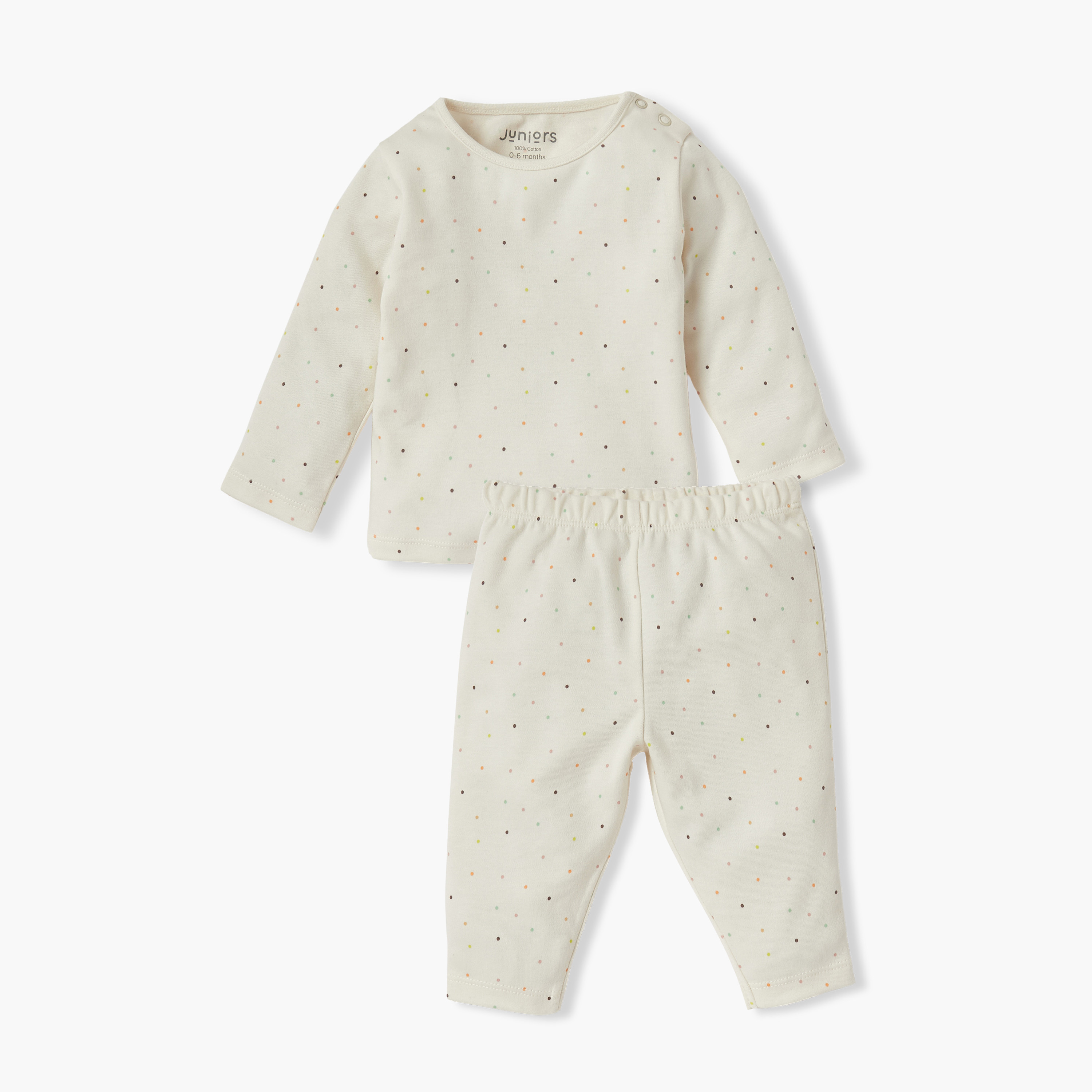 Juniors Polka Dot Print T-shirt and Pyjama Set-baby-girls-clothing-nightwear-pyjamasets-image-2