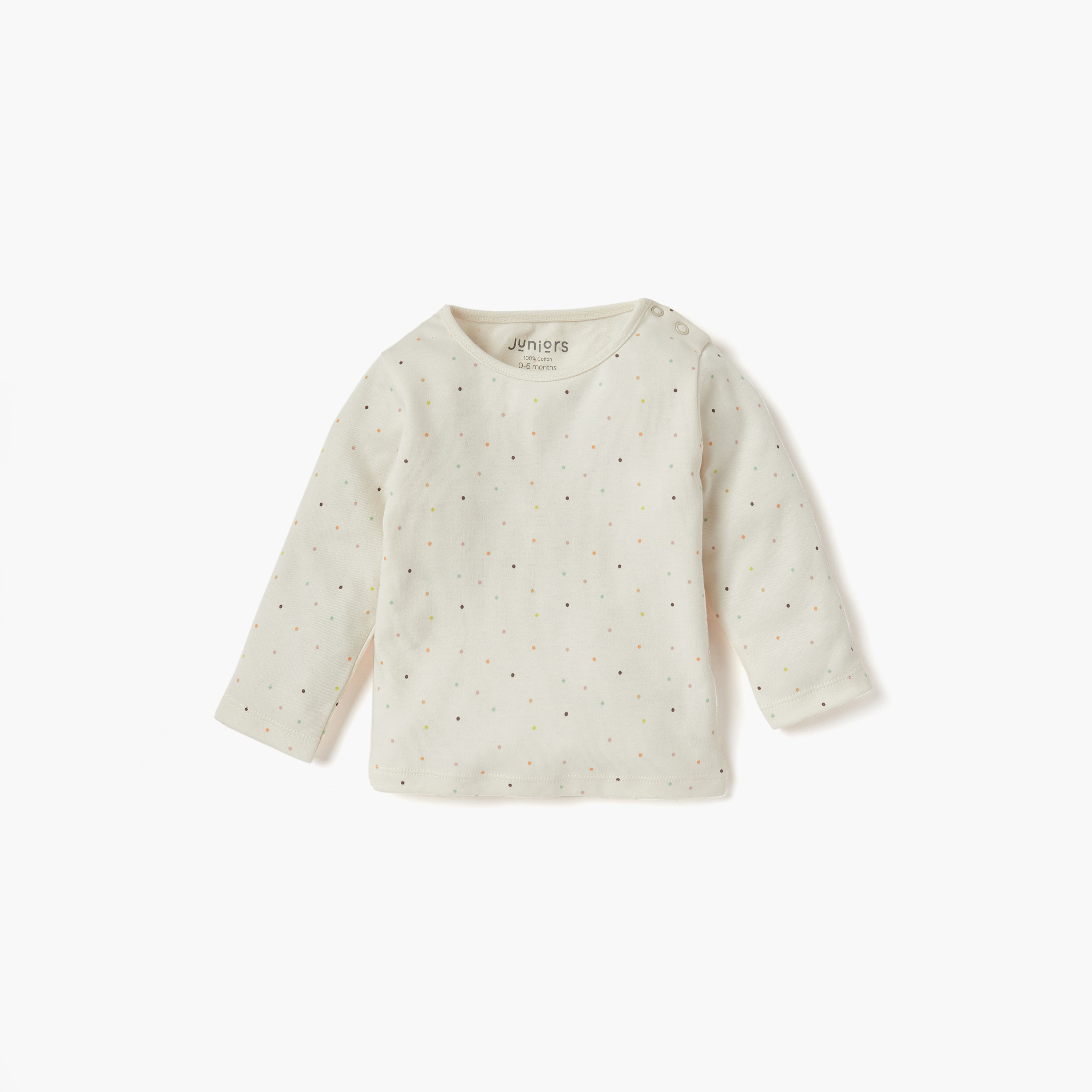 Juniors Polka Dot Print T-shirt and Pyjama Set-baby-girls-clothing-nightwear-pyjamasets-image-3