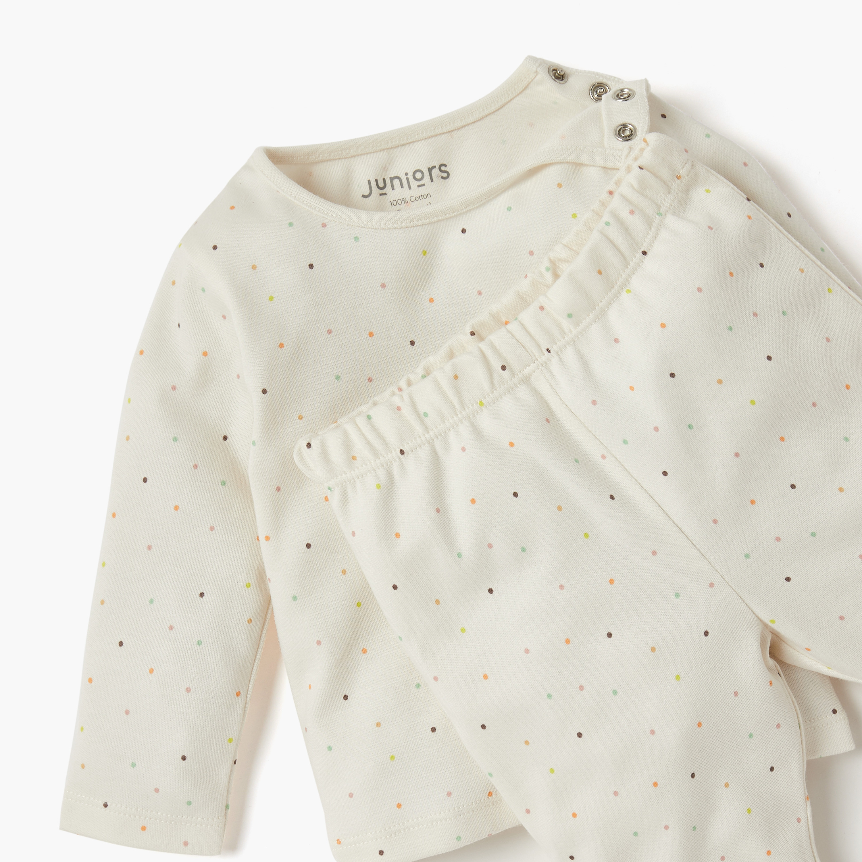 Juniors Polka Dot Print T-shirt and Pyjama Set-baby-girls-clothing-nightwear-pyjamasets-image-5