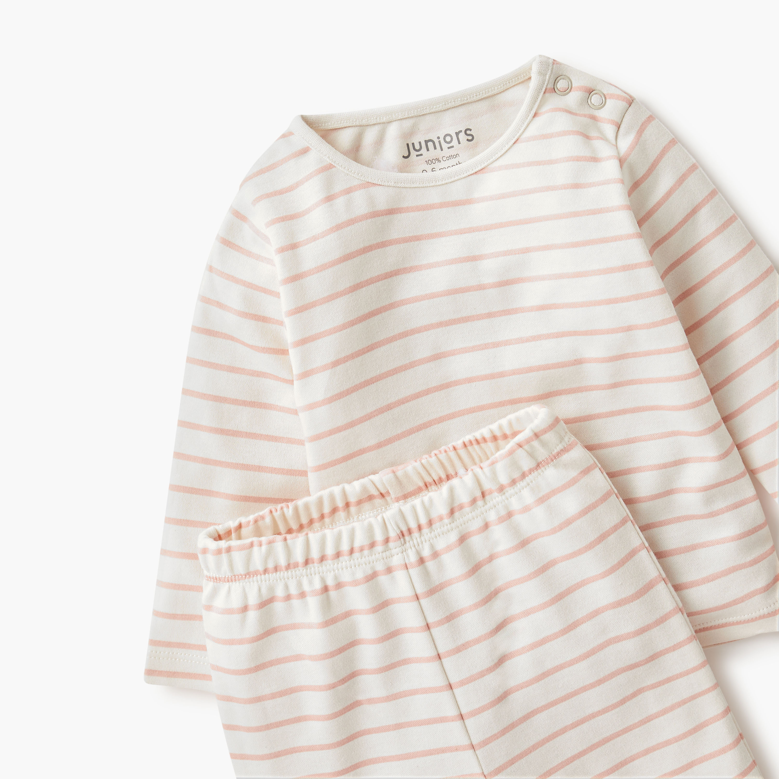 Juniors Striped T-shirt and Pyjama Set-baby-girls-clothing-nightwear-pyjamasets-image-5