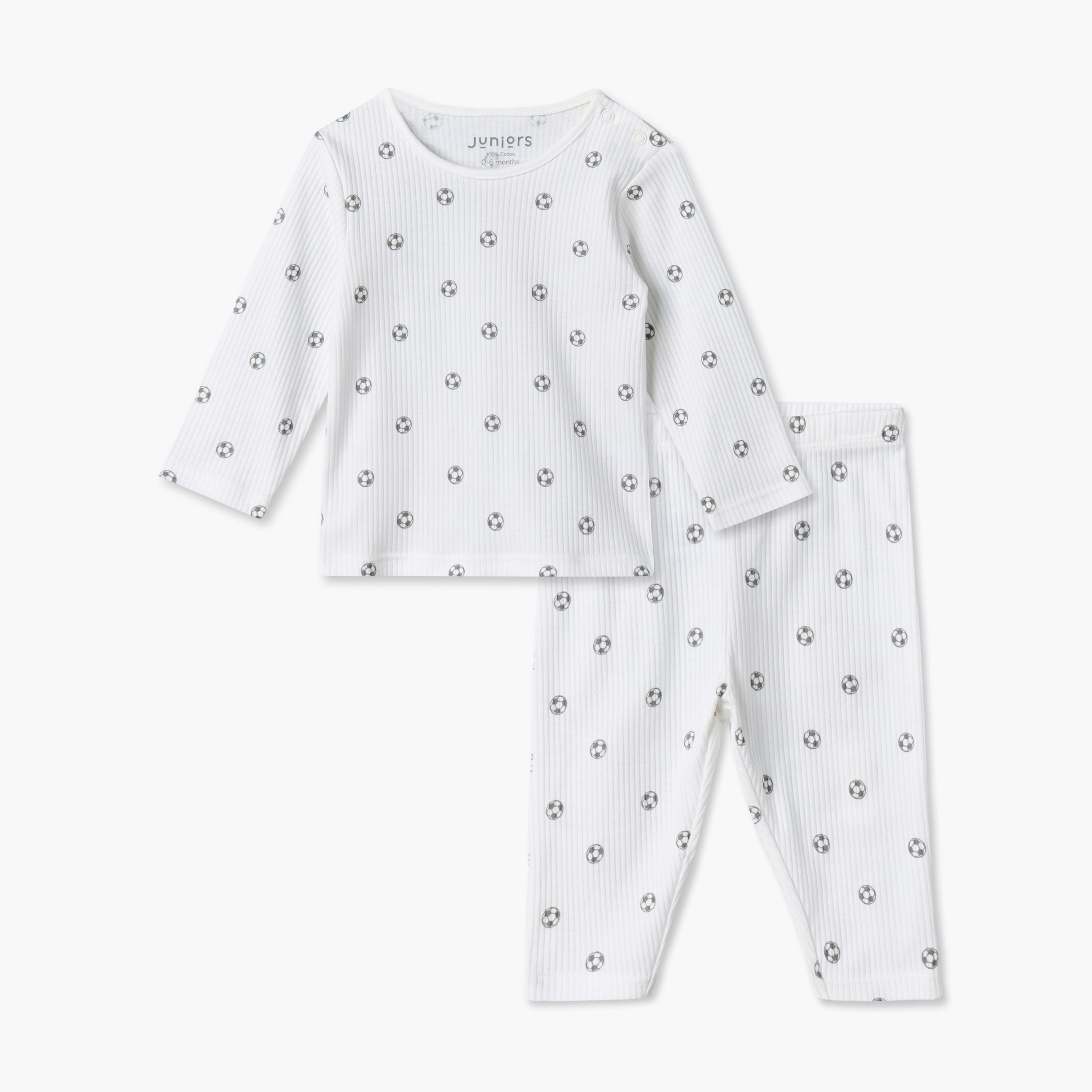 طقم بيجاما قطن بياقة مستديرة وأكمام طويلة وطبعات من جونيورز-baby-boys-clothing-nightwear-pyjamasets-image-1