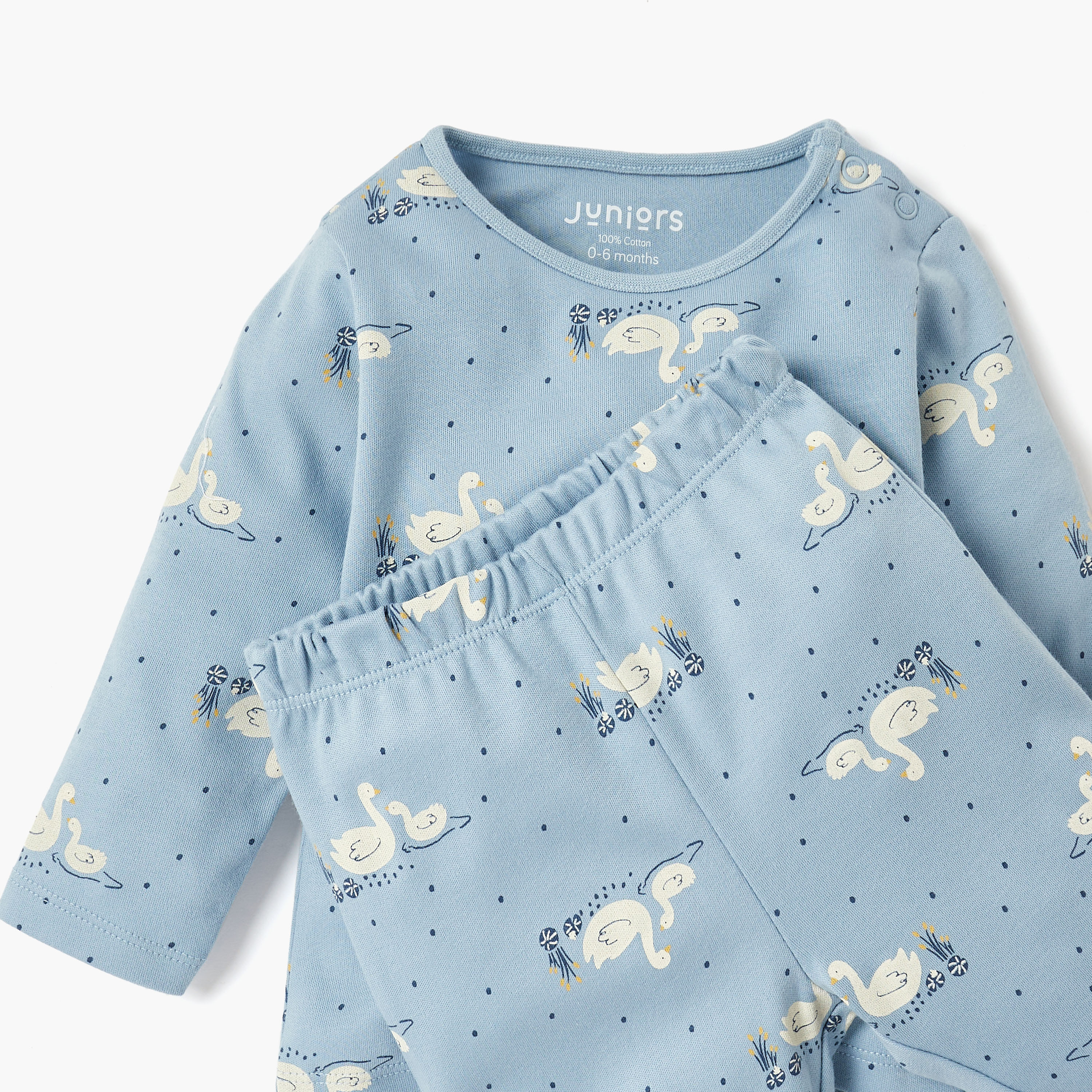 Juniors Swan Print T-shirt and Pyjama Set-baby-girls-clothing-nightwear-pyjamasets-image-3
