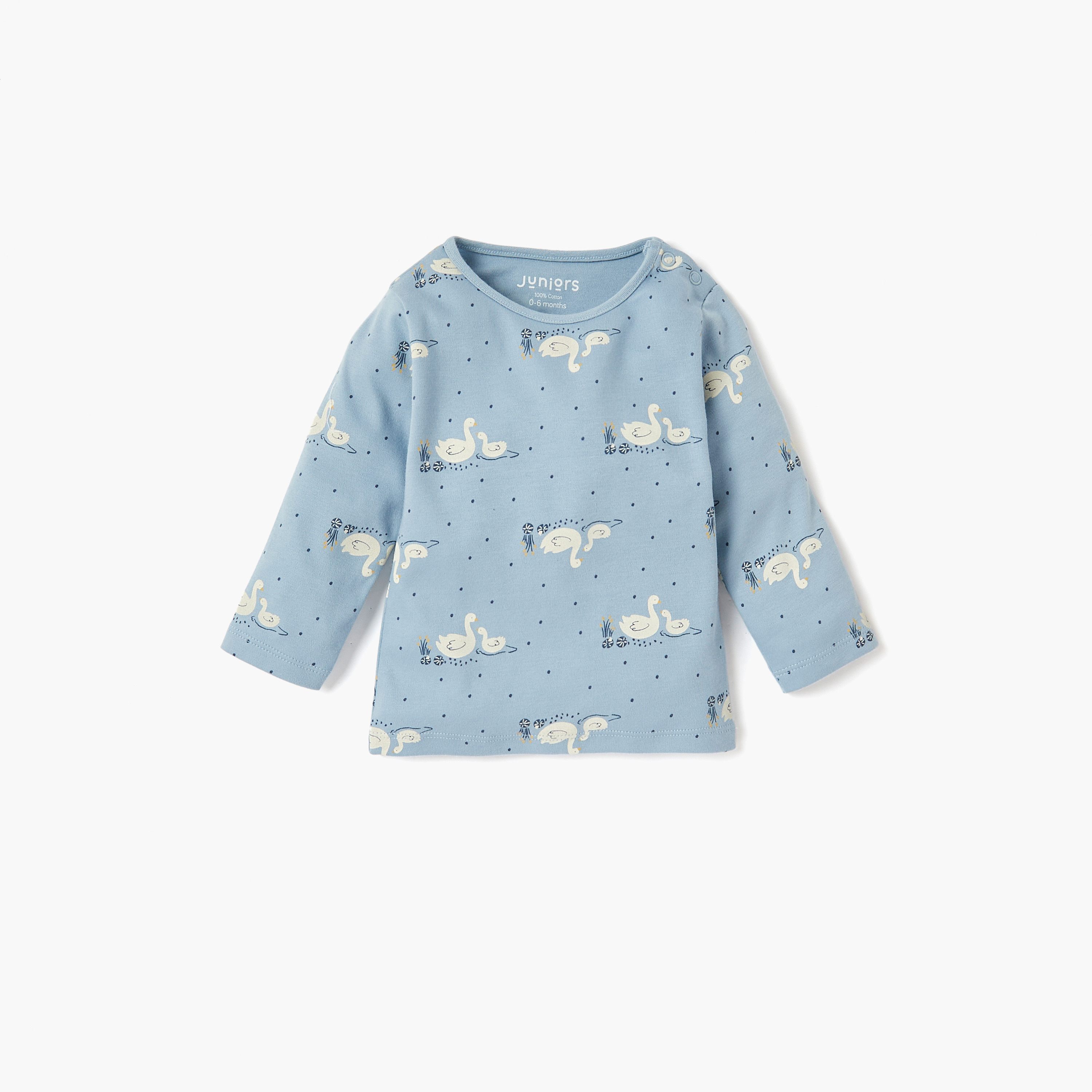 Juniors Swan Print T-shirt and Pyjama Set-baby-girls-clothing-nightwear-pyjamasets-image-5
