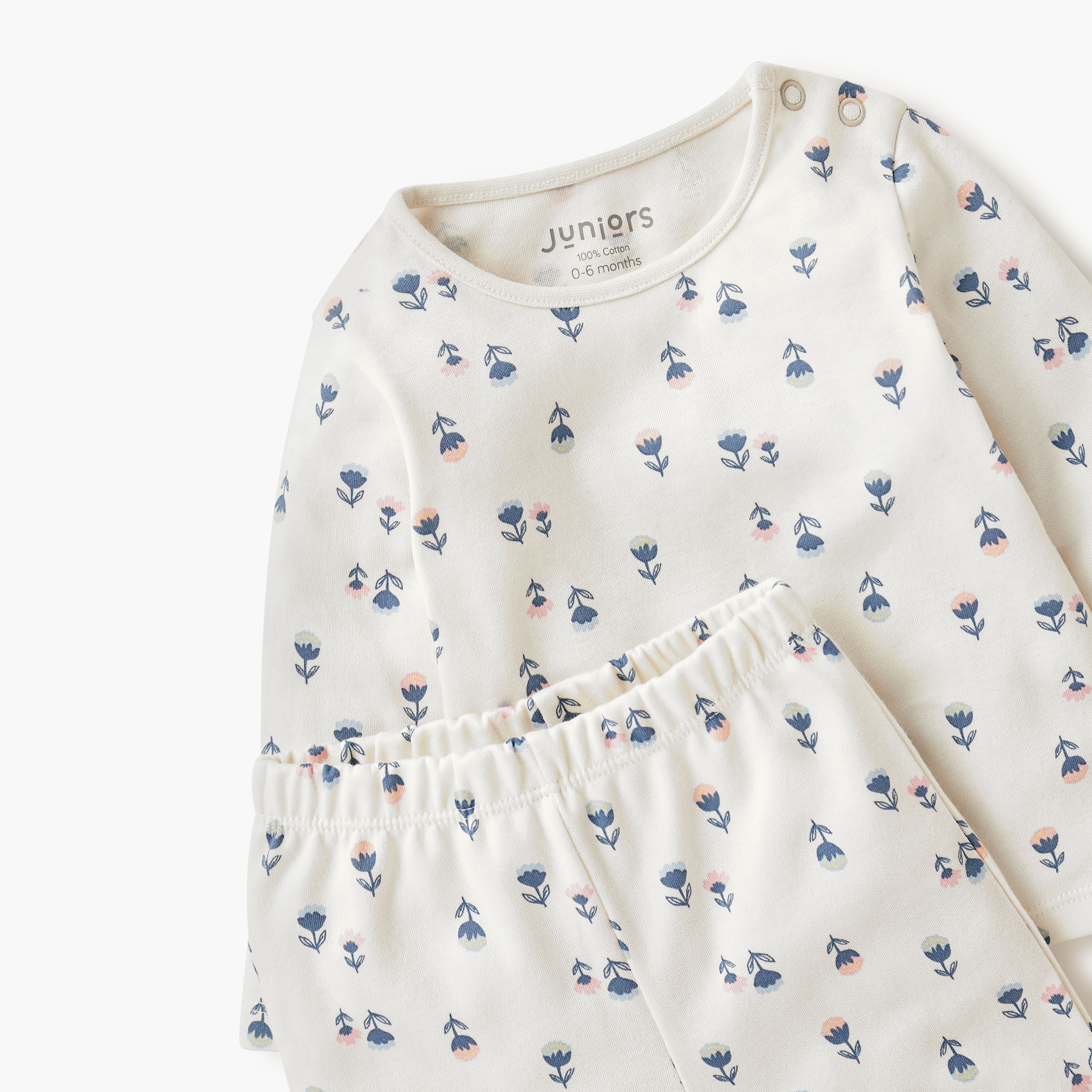 Juniors Floral Print T-shirt and Pyjama Set-baby-girls-clothing-nightwear-pyjamasets-image-5