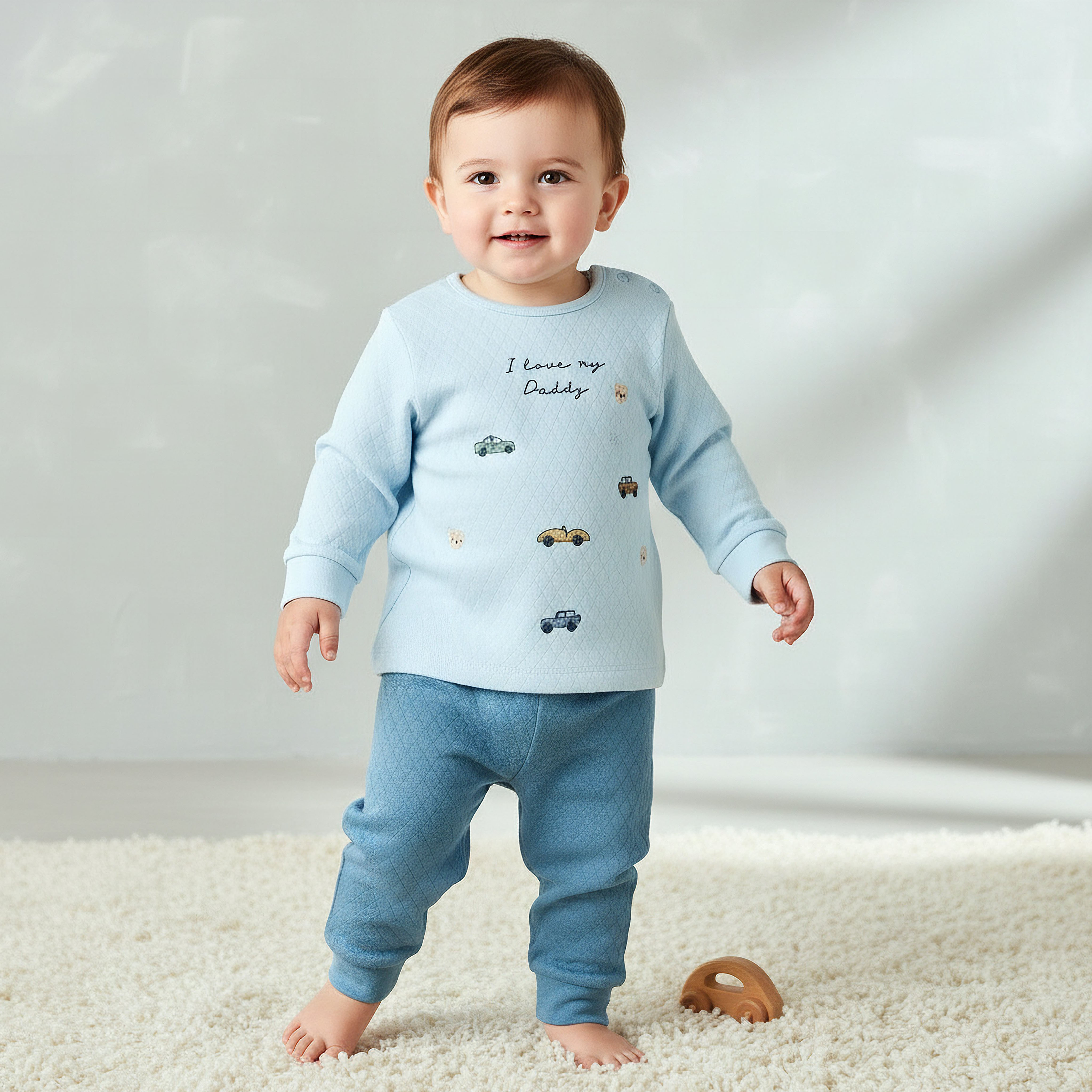 Juniors Cotton Crew Neck Long Sleeves Pyjama Set with Car Embroidery-baby-boys-clothing-nightwear-pyjamasets-image-1