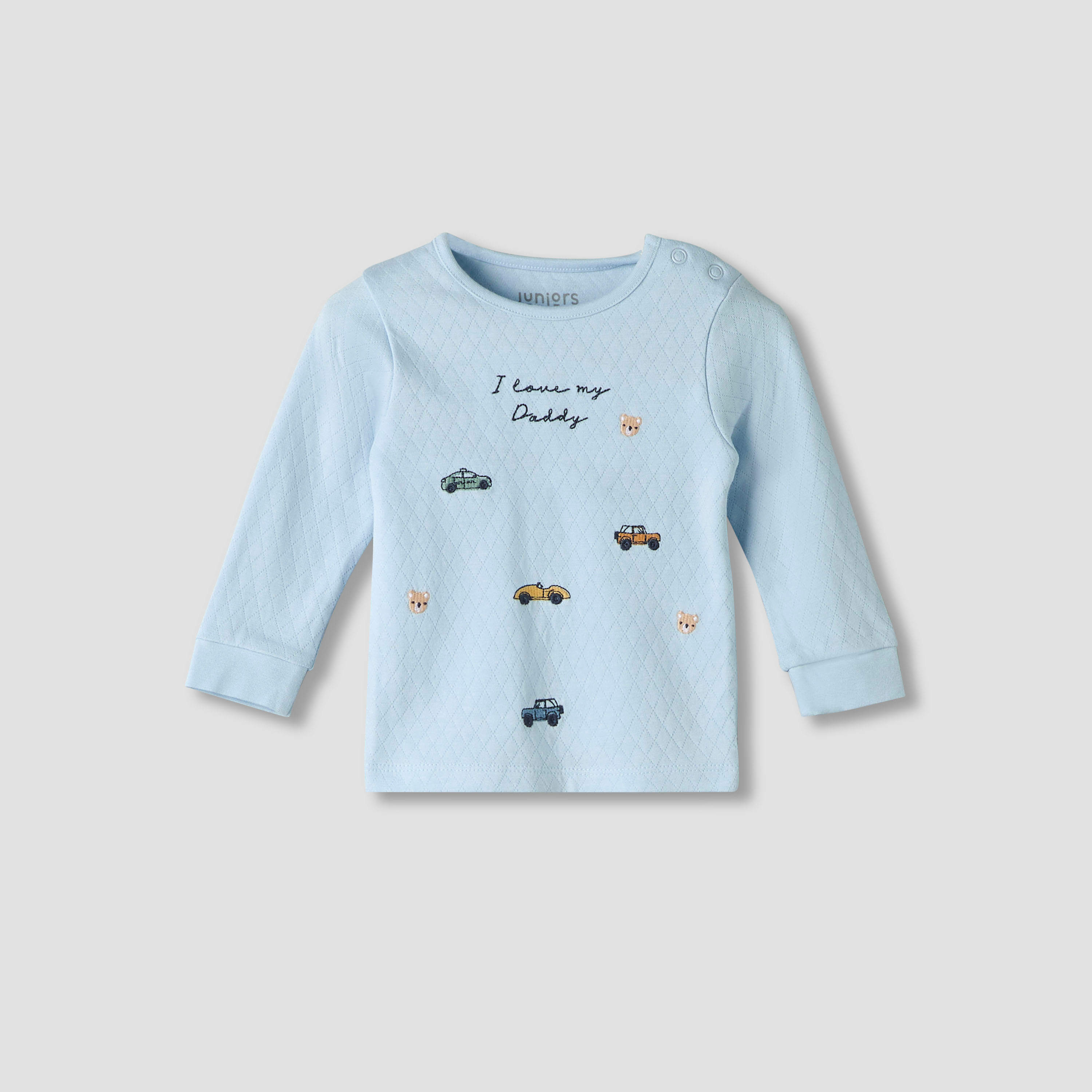 Juniors Cotton Crew Neck Long Sleeves Pyjama Set with Car Embroidery-baby-boys-clothing-nightwear-pyjamasets-image-3