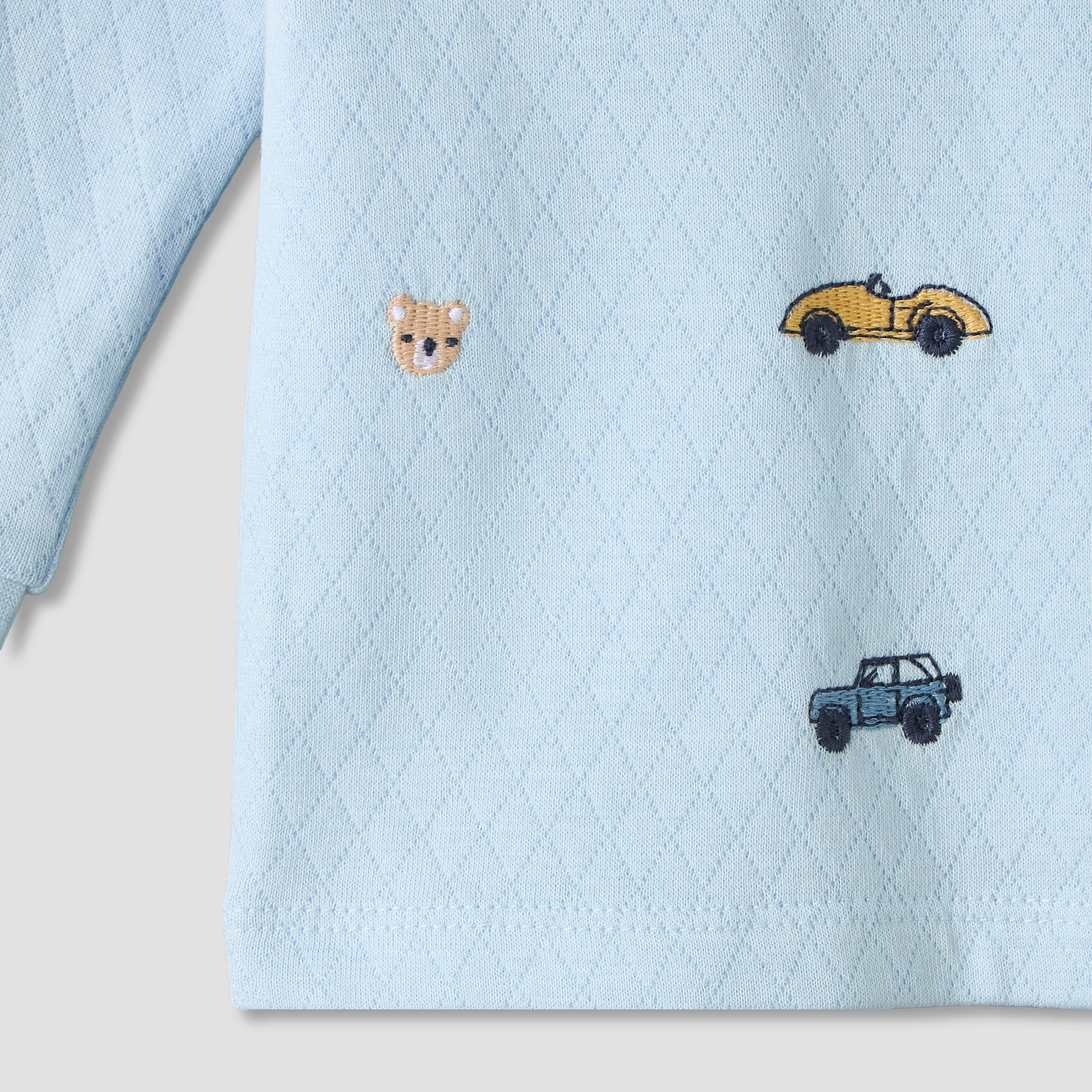 Juniors Cotton Crew Neck Long Sleeves Pyjama Set with Car Embroidery-baby-boys-clothing-nightwear-pyjamasets-image-8