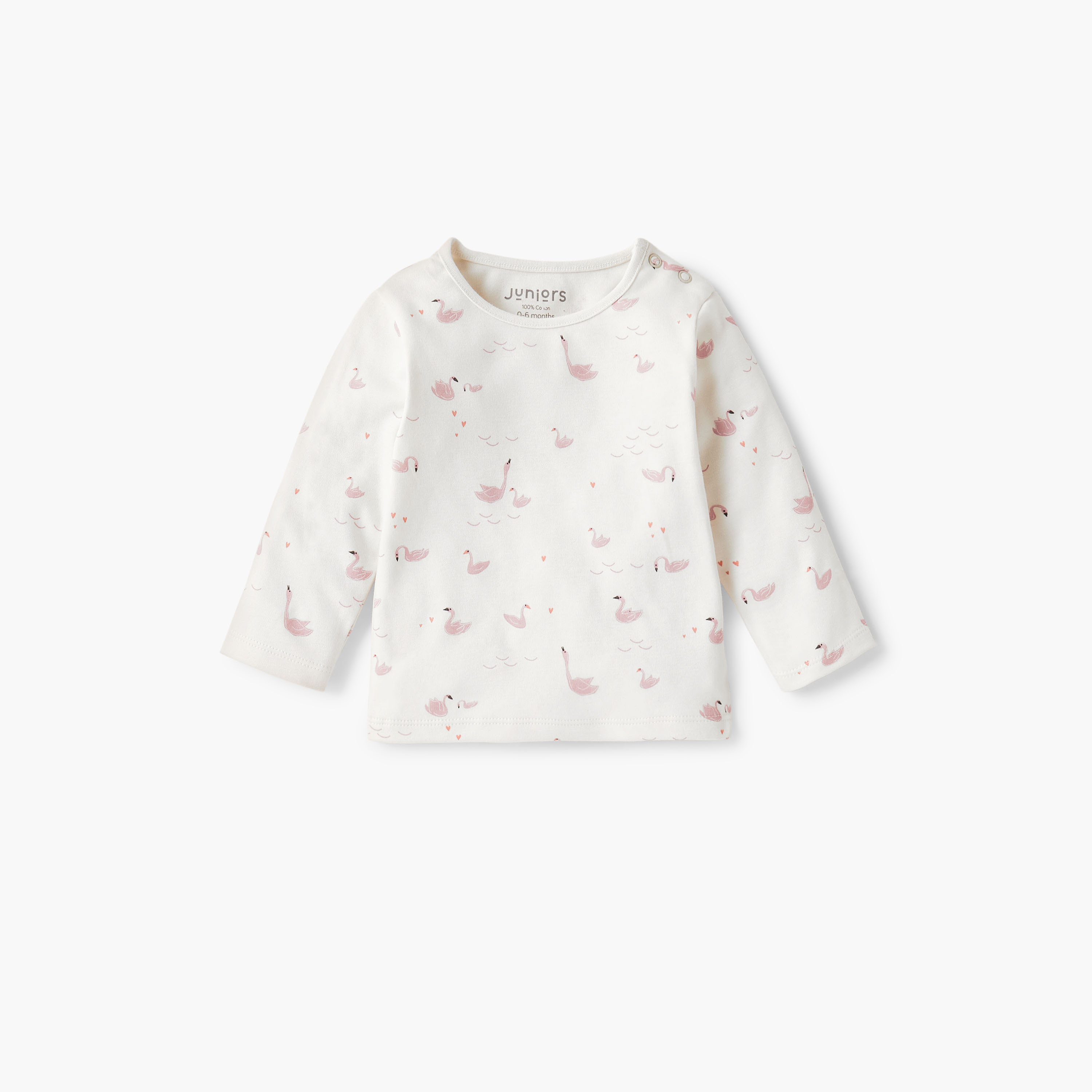 Juniors Swan Print T-shirt and Pyjama Set-baby-girls-clothing-nightwear-pyjamasets-image-2